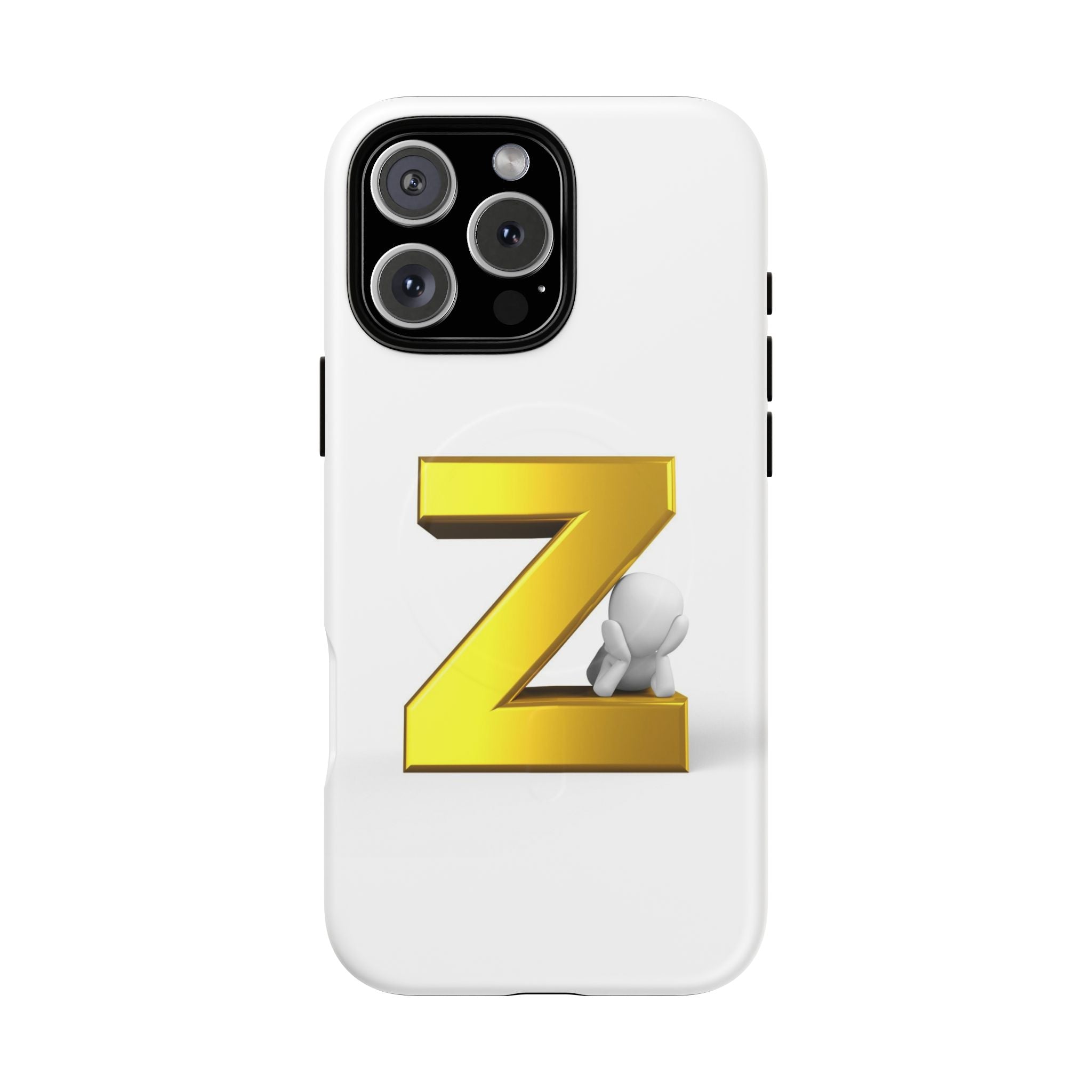 Coque de Téléphone Lettre Z Or 3D | Coque Magnétique Robuste, Initiale Monogramme