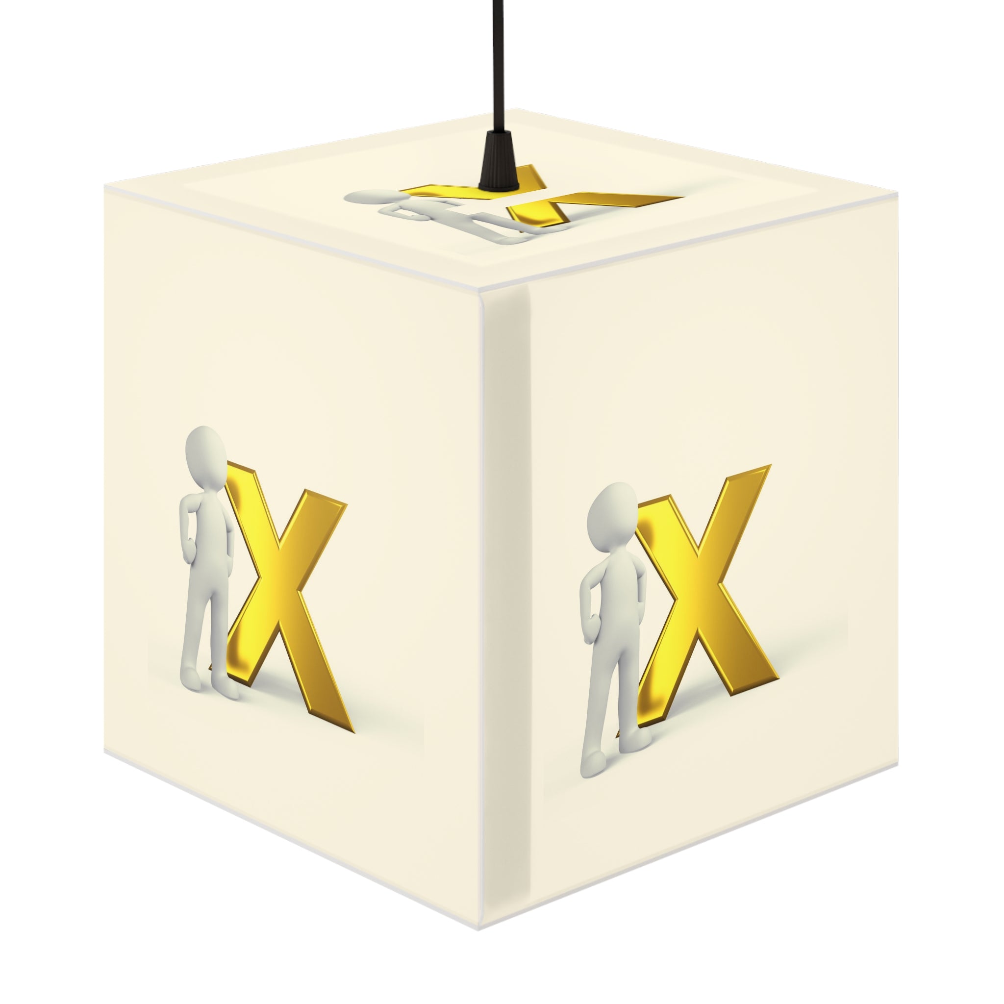 3D Person with Gold X Light Cube Lamp | Decorative Hanging Lamp