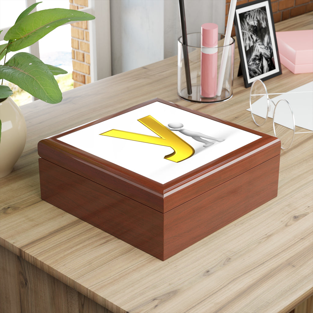 Gold Letter Y Initial Jewelry Box | Monogram Trinket Keepsake