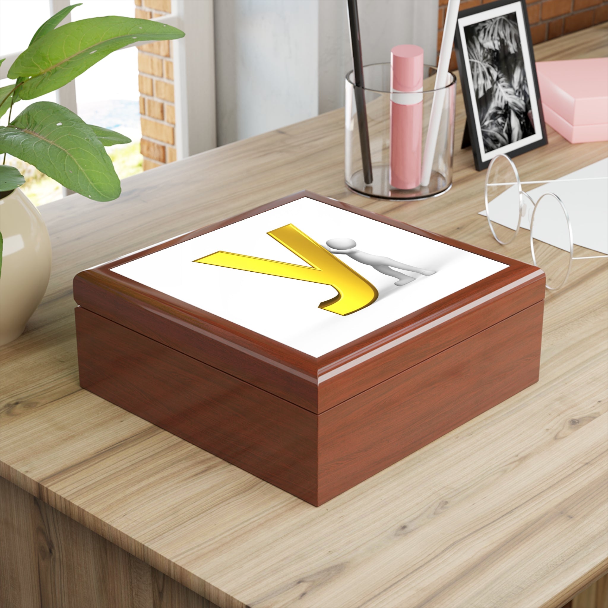 Gold Letter Y Initial Jewelry Box | Monogram Trinket Keepsake