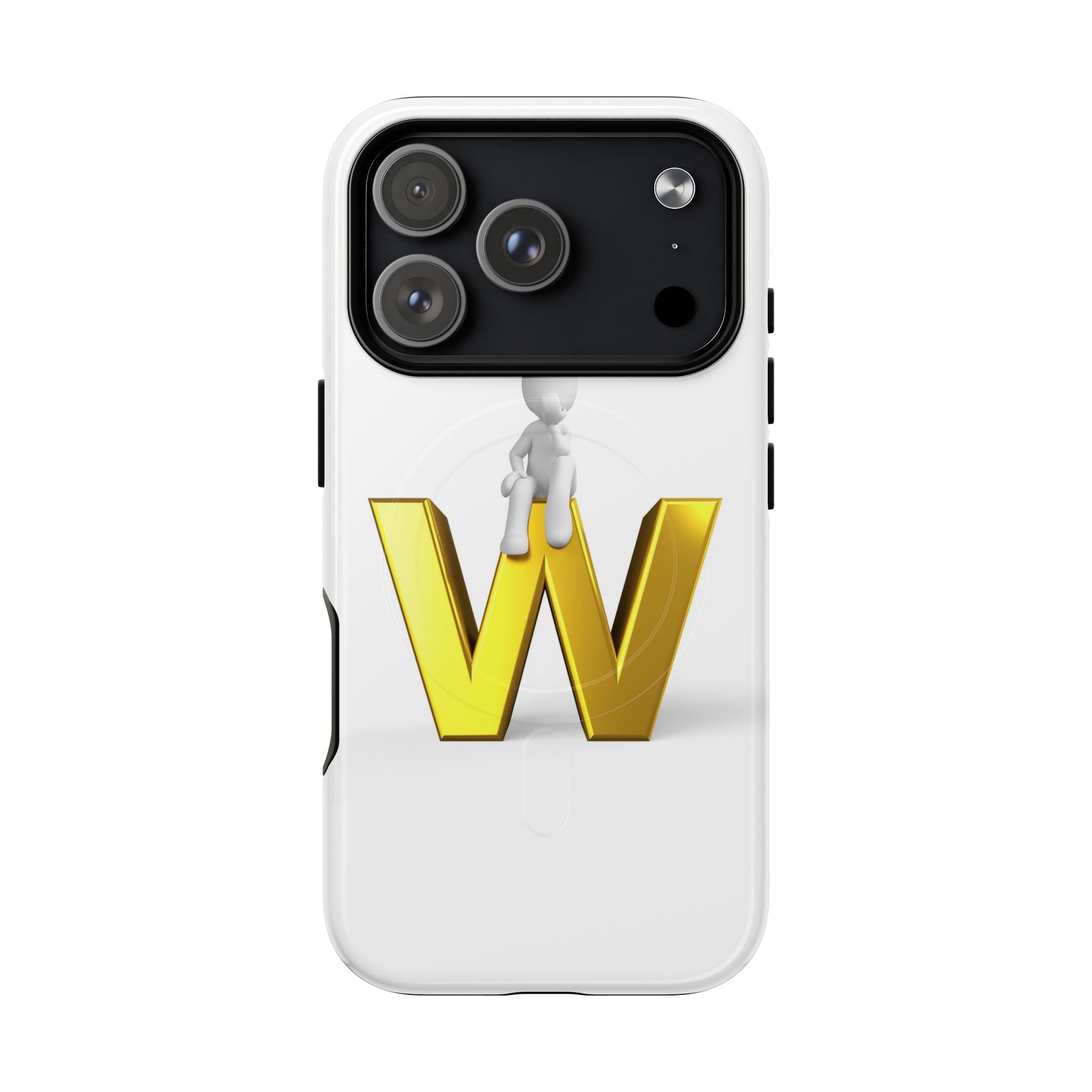 Coque de téléphone magnétique robuste avec figurine 3D sur fond doré