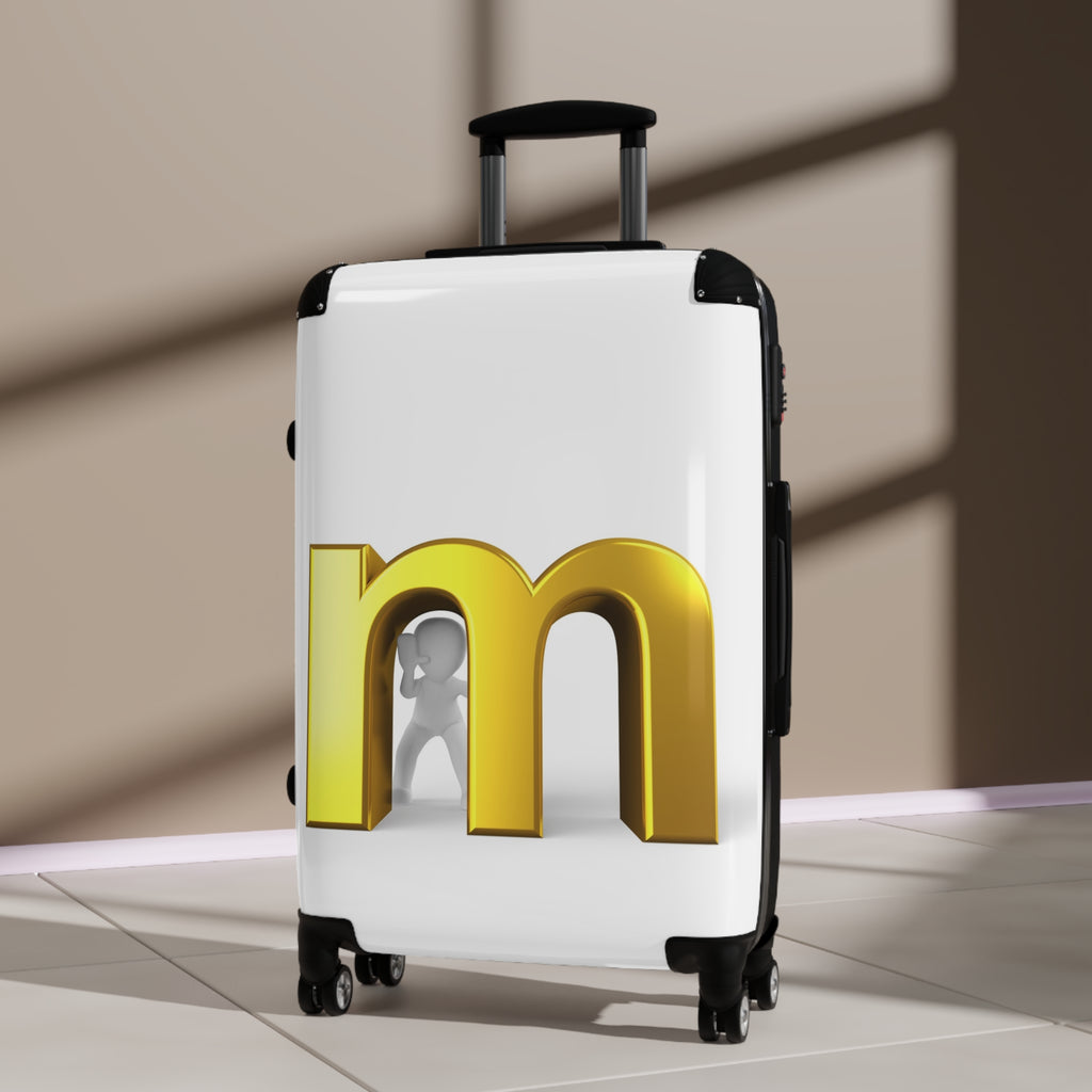 Gold Letter M Monogram Suitcase | Personalized Initial Luggage