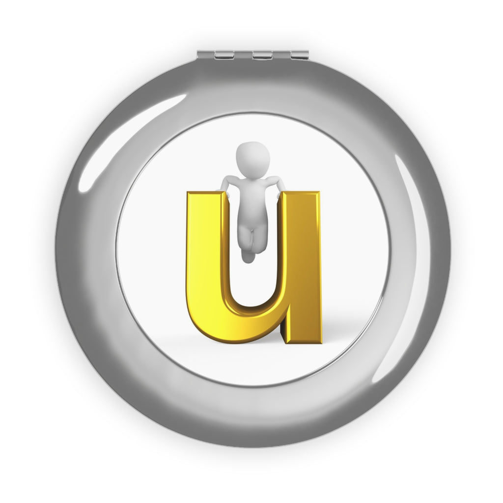 Gold Letter U Monogram Compact Travel Mirror | Initial Mirror