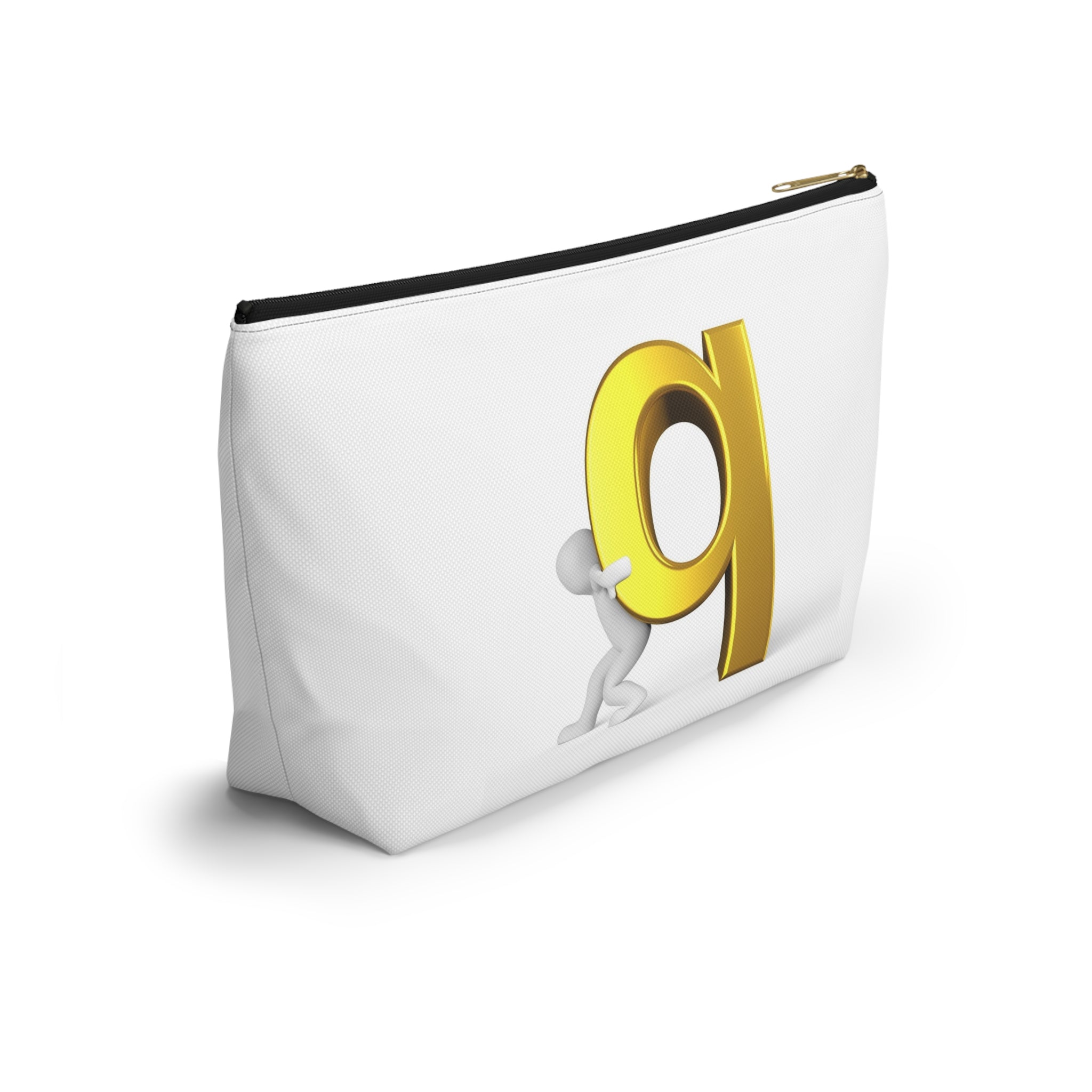 Gold Letter Q Monogram Accessory Pouch | T-Bottom Makeup Bag