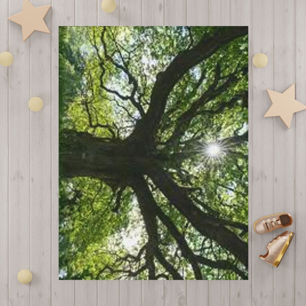 Sunlit Canopy Tree Toddler Blanket | Forest Nature Nursery Decor