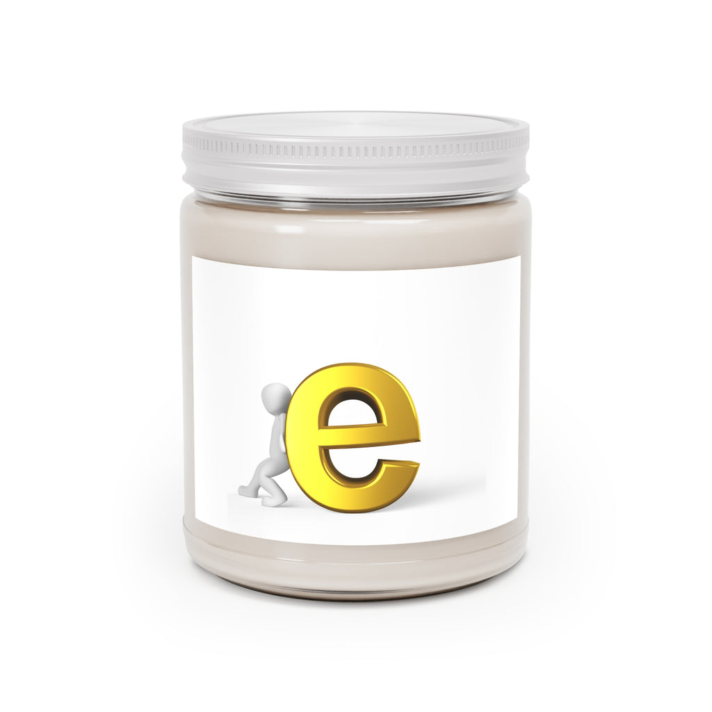 Gold Letter E Monogram Candle Soy Candle | 9oz Jar with White Lid