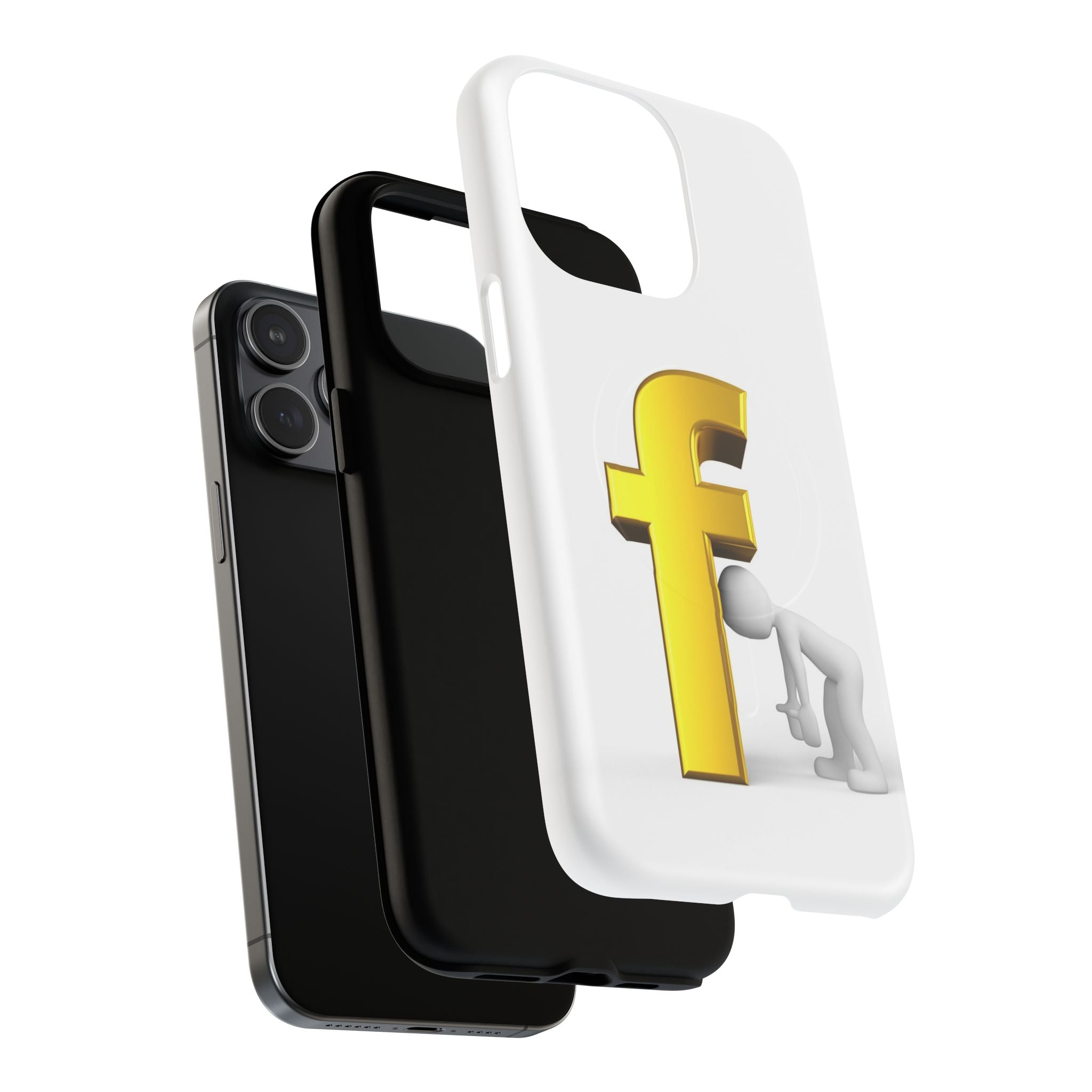 3D Gold Letter F Phone Case | Tough Magnetic Case