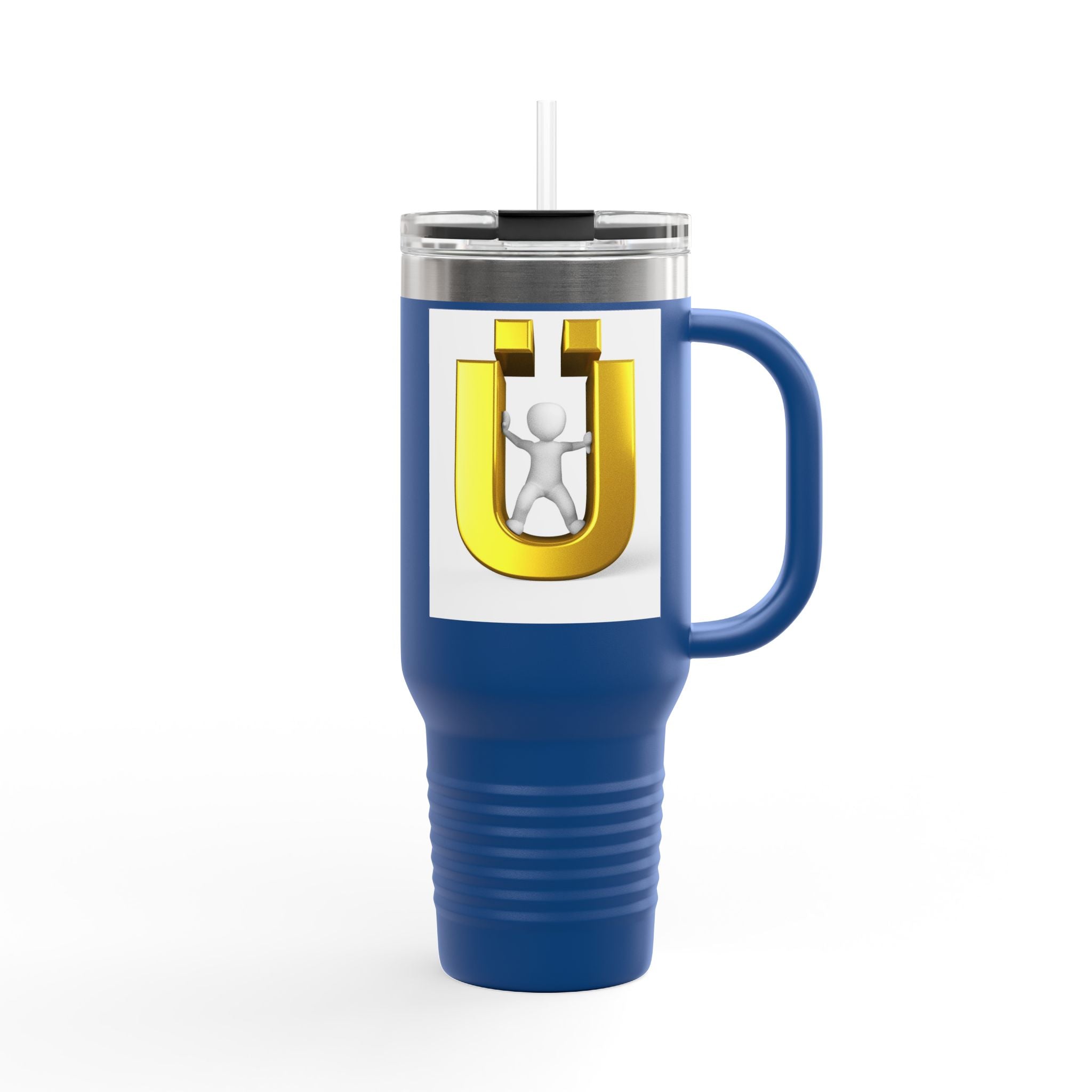 Golden Letter Ü with Figure 40oz Travel Mug | Insulated Tumbler