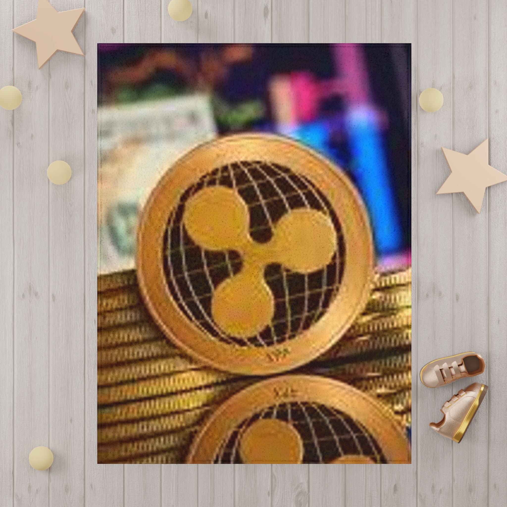 Ripple Crypto Coin Toddler Blanket | Cryptocurrency Logo, Gold Token Design