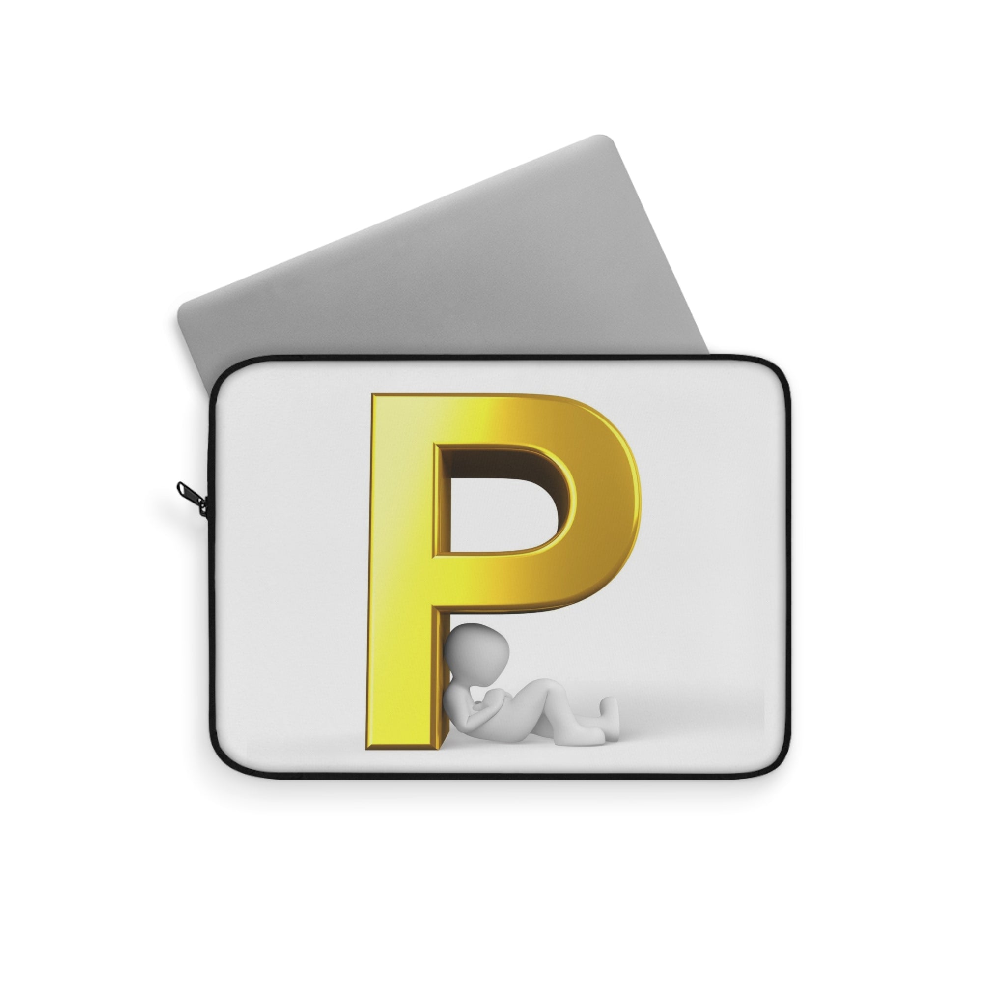 Gold Letter P Initial Laptop Sleeve | Monogram P Tech Case