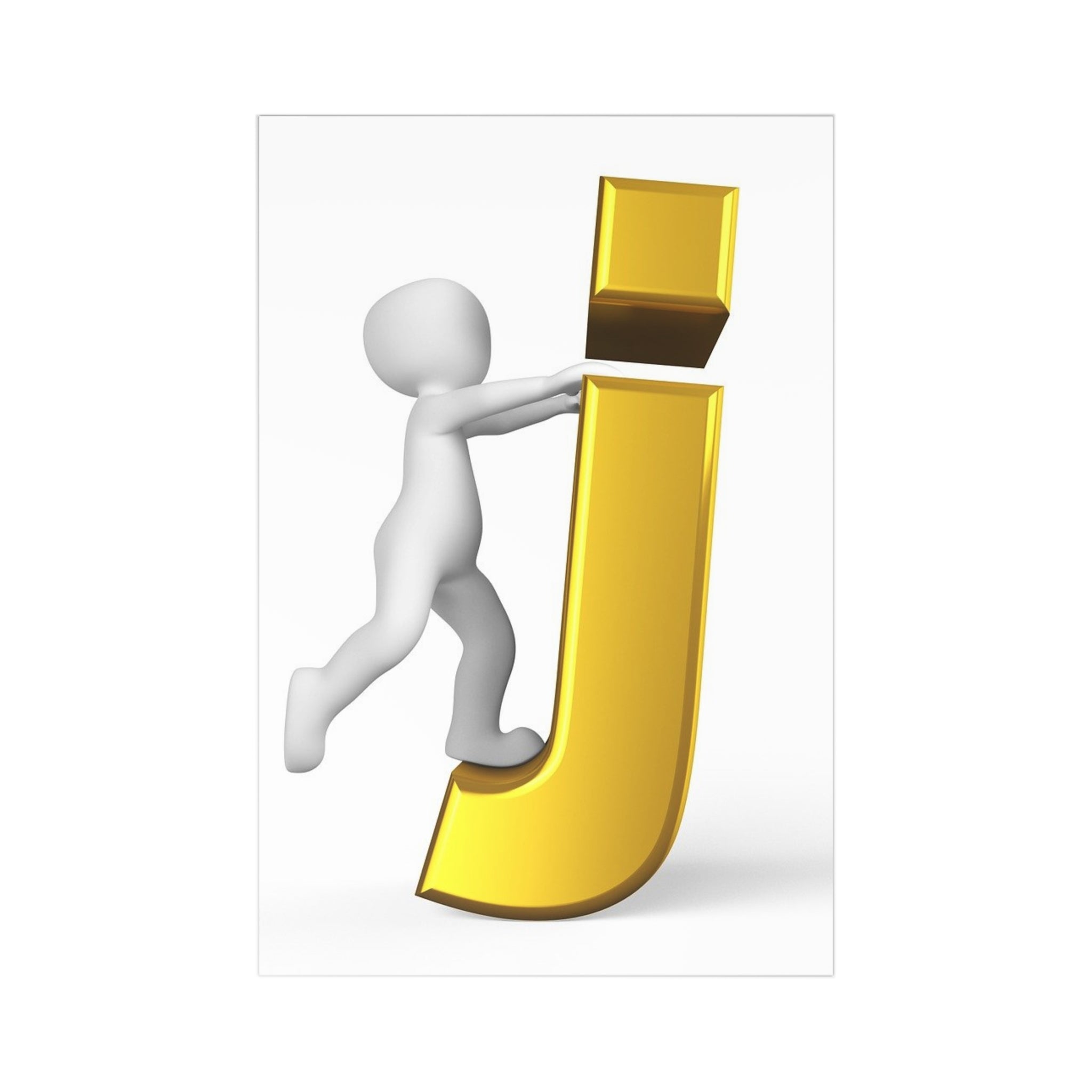 3D Character with Gold Letter J Postcards | Set of 7