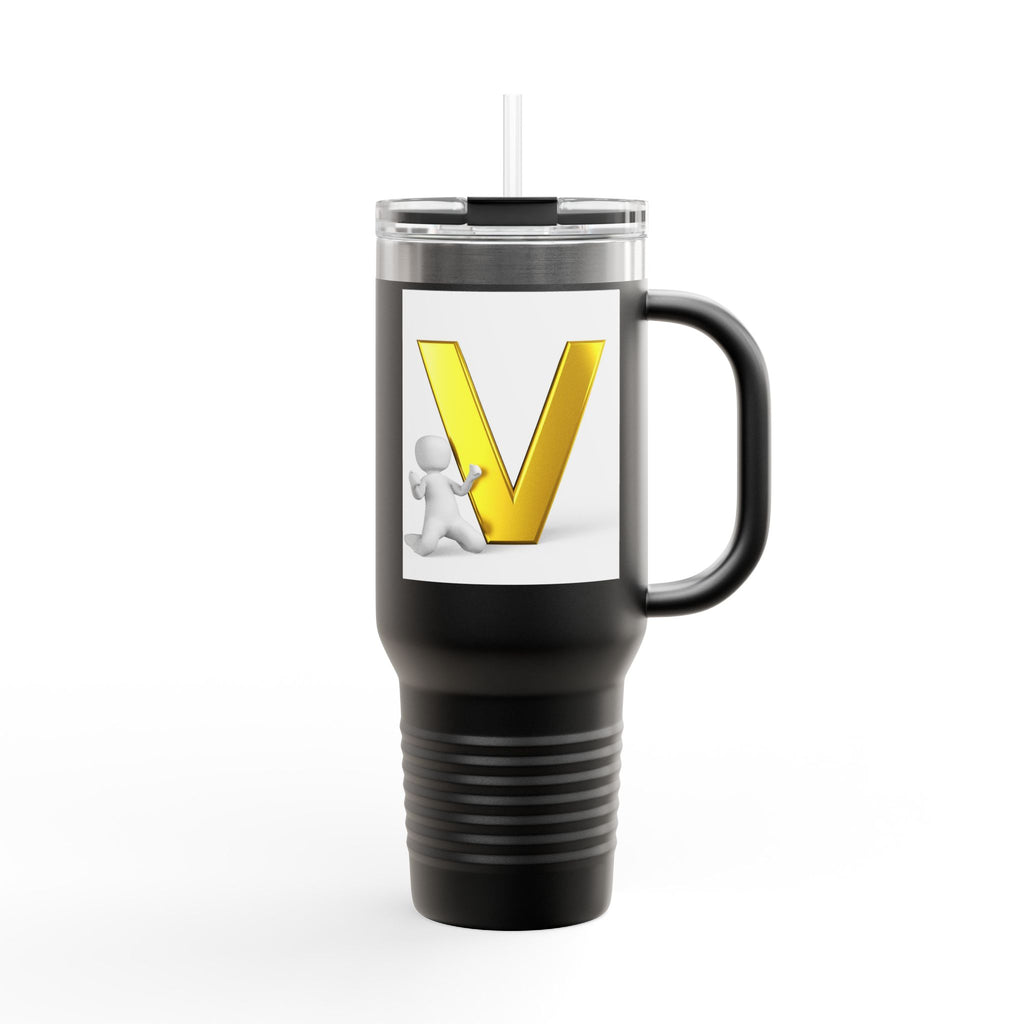 3D Letter V Design Travel Mug | 40oz Insulated Tumbler