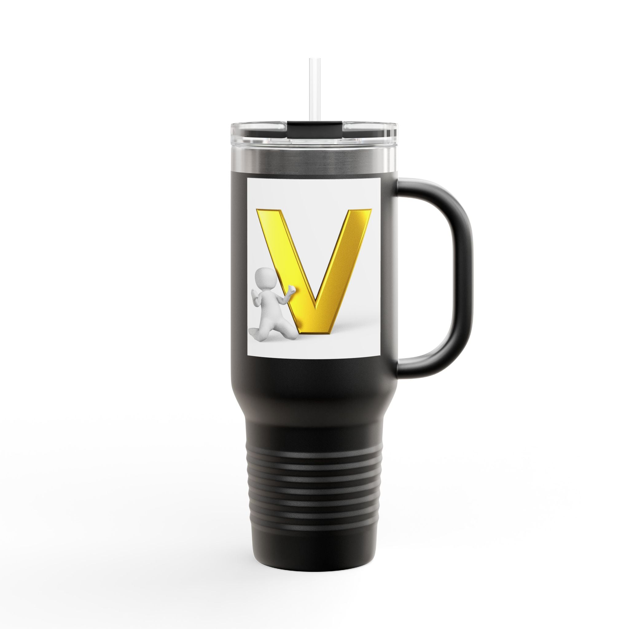 3D Letter V Design Travel Mug | 40oz Insulated Tumbler