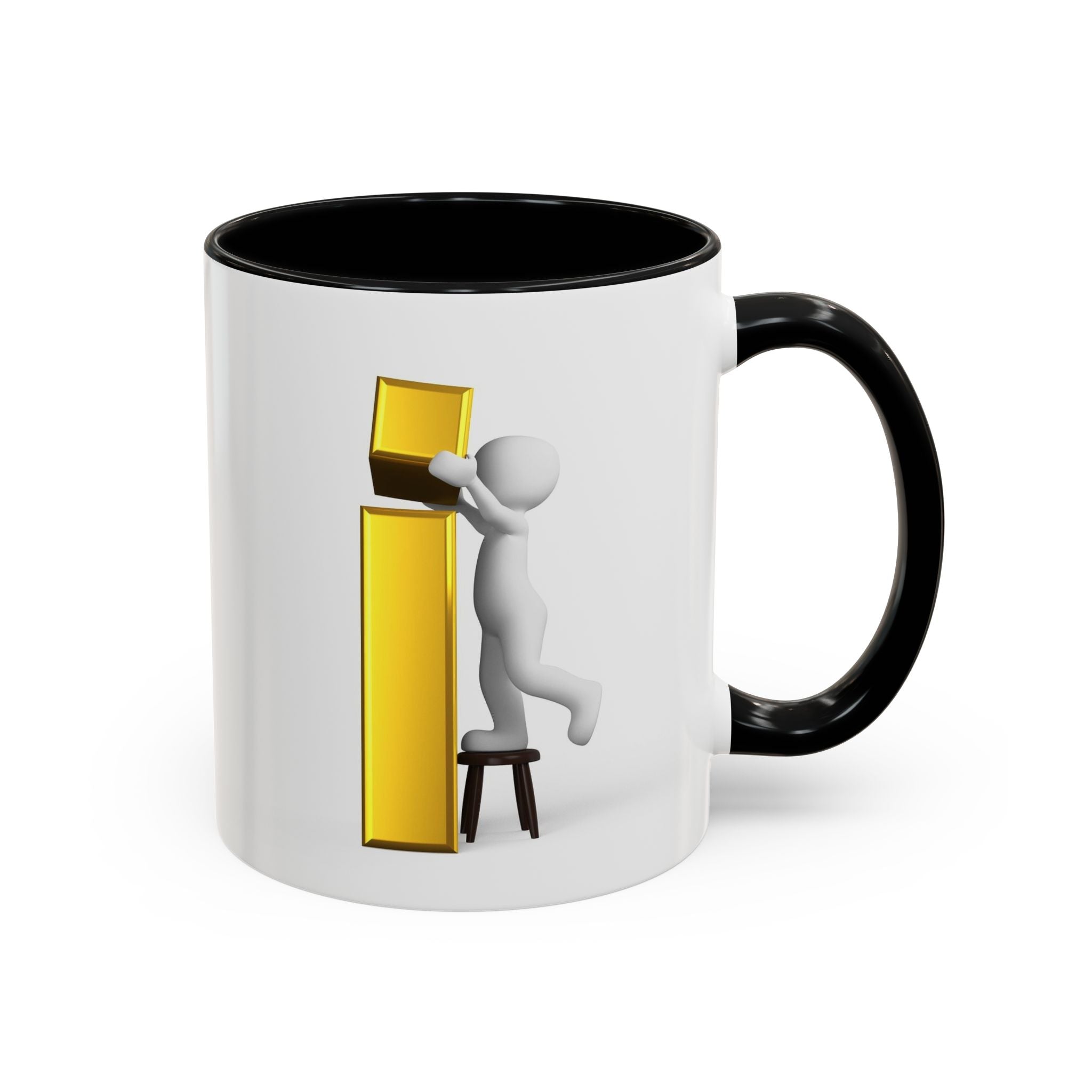 3D Figure Climbing Gold Letter i Mug | Accent Coffee Mug