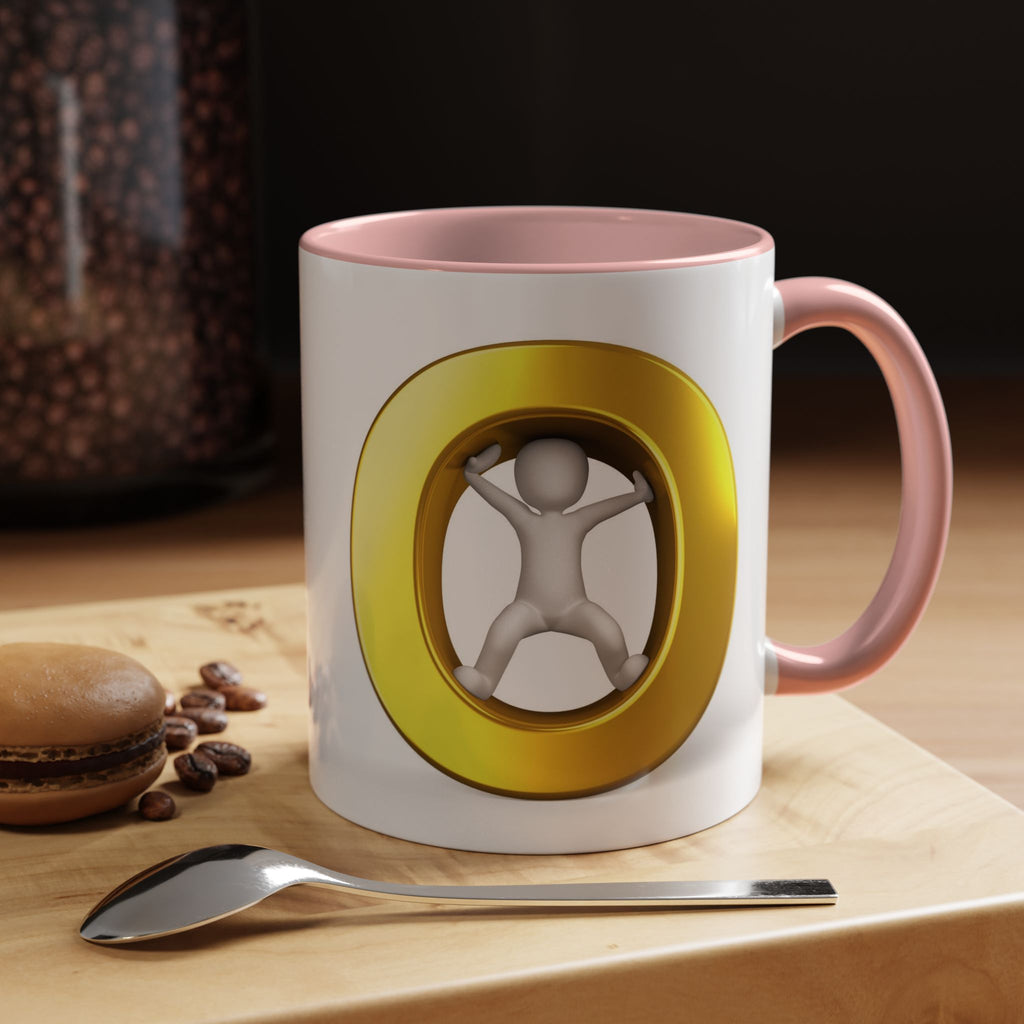 Stick Figure Inside Gold Letter O Mug | Accent Coffee Mug 11oz 15oz