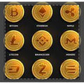 Cryptocurrency Coin Pattern Woven Coverlet | Bitcoin Ethereum Ripple Litecoin Binance