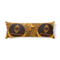 Ethereum Crypto Coin Body Pillow | Digital Currency Decor, Gold Circuit Design