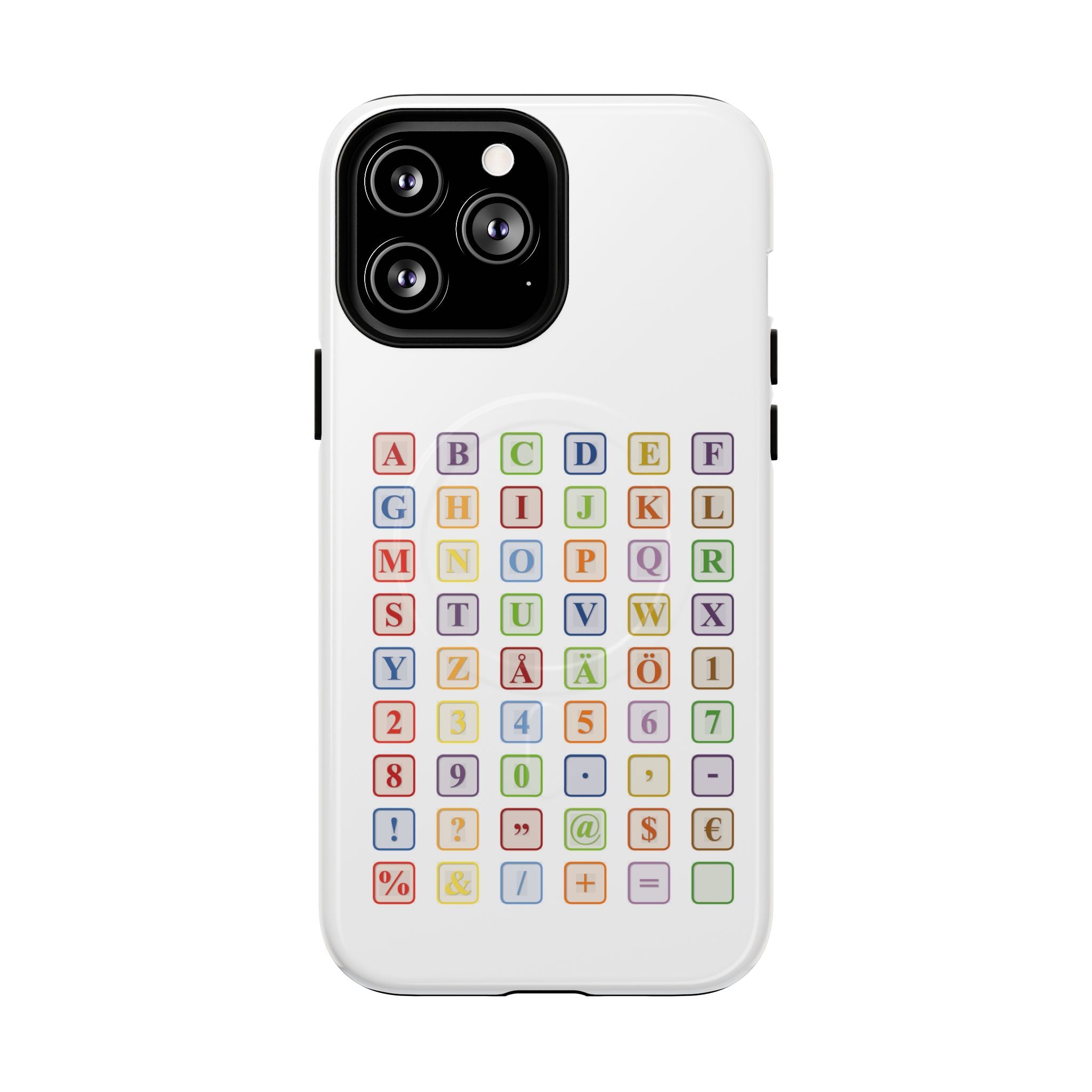 Coque de téléphone Alphabet Blocks | Coque magnétique résistante, grille de lettres colorées