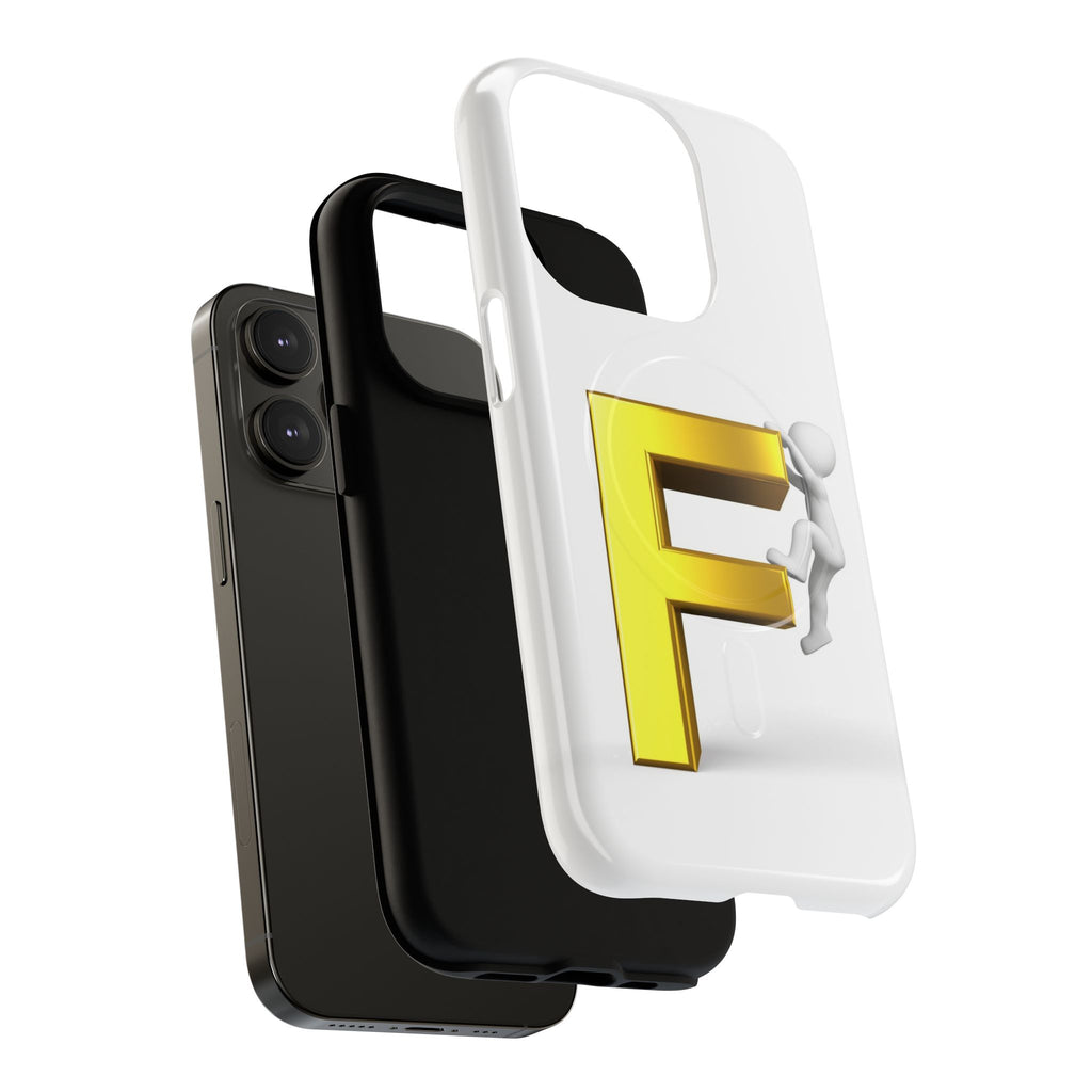 3D Gold Letter F Climber Phone Case | Magnetic Tough Case