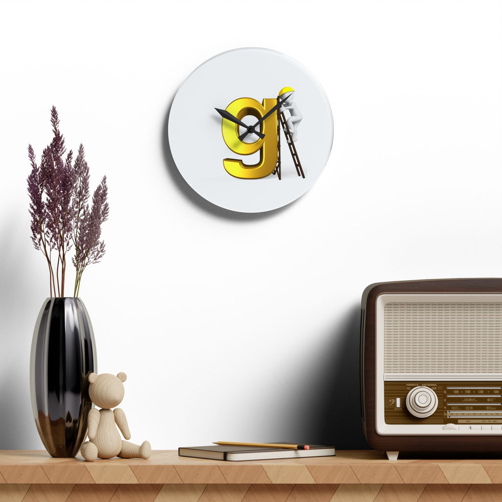 Gold Letter G Design Acrylic Wall Clock | Numeric Decor