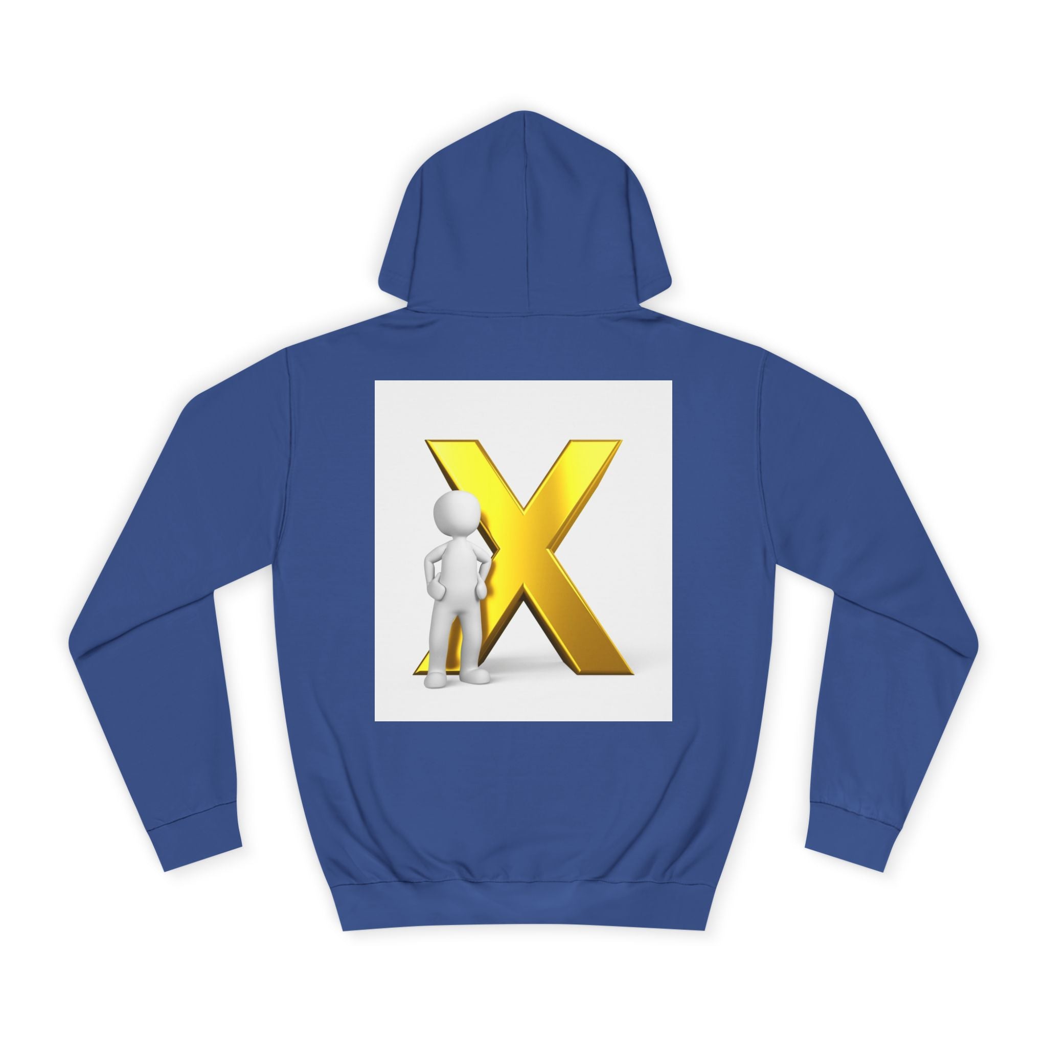 Golden Letter X Graphic Hoodie | 3D Stick Figure Initial X Sweatshirt