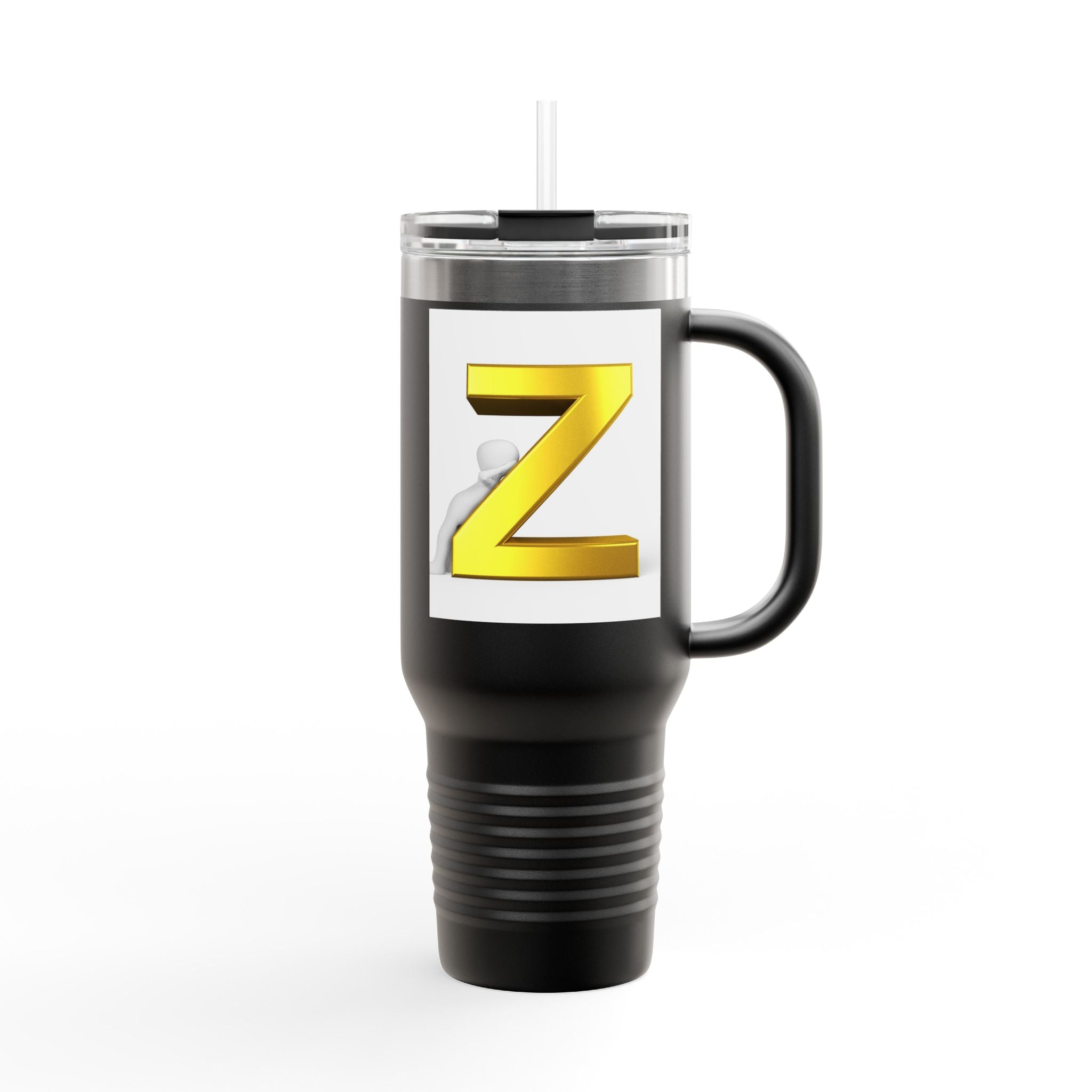 Gold 3D Letter Z Travel Mug | 40oz Insulated Tumbler