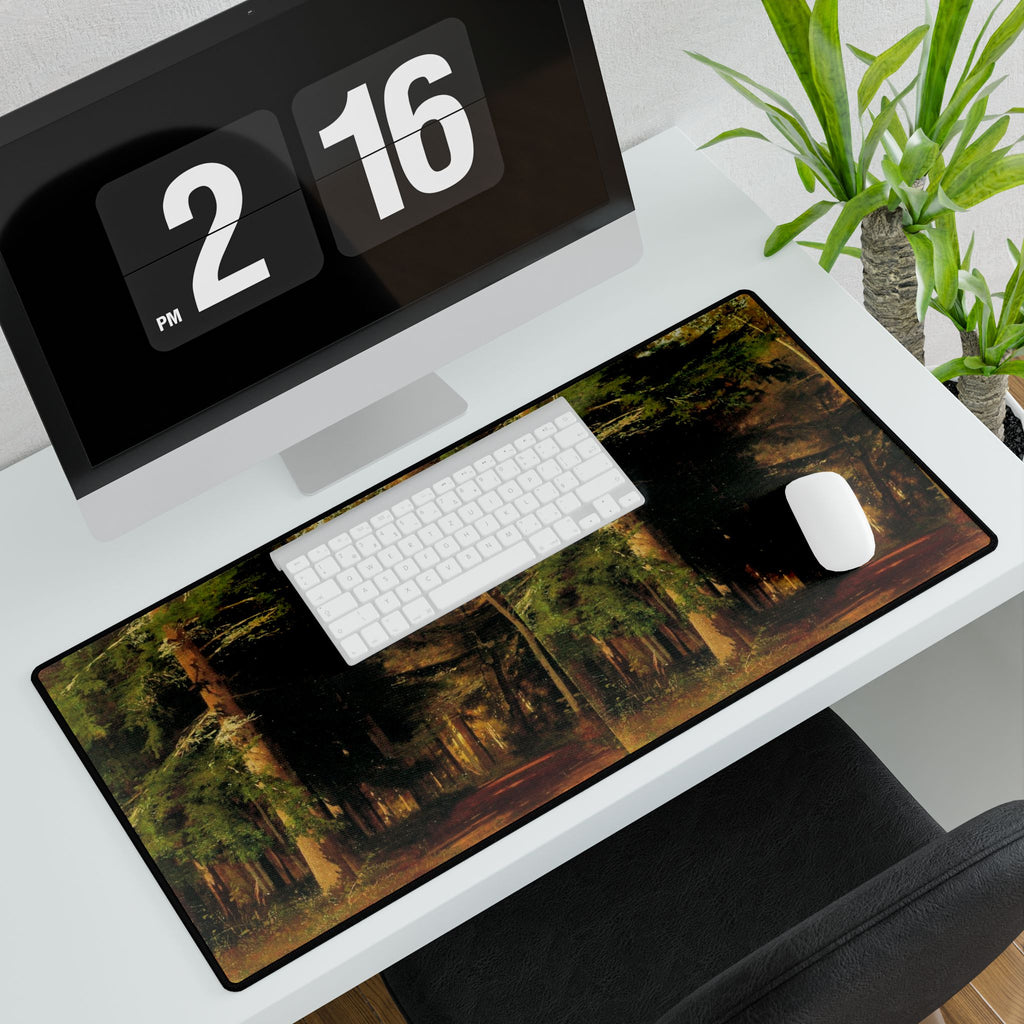 Forest Path Painting Desk Mat | Scenic Woodland Mousepad Deskmat