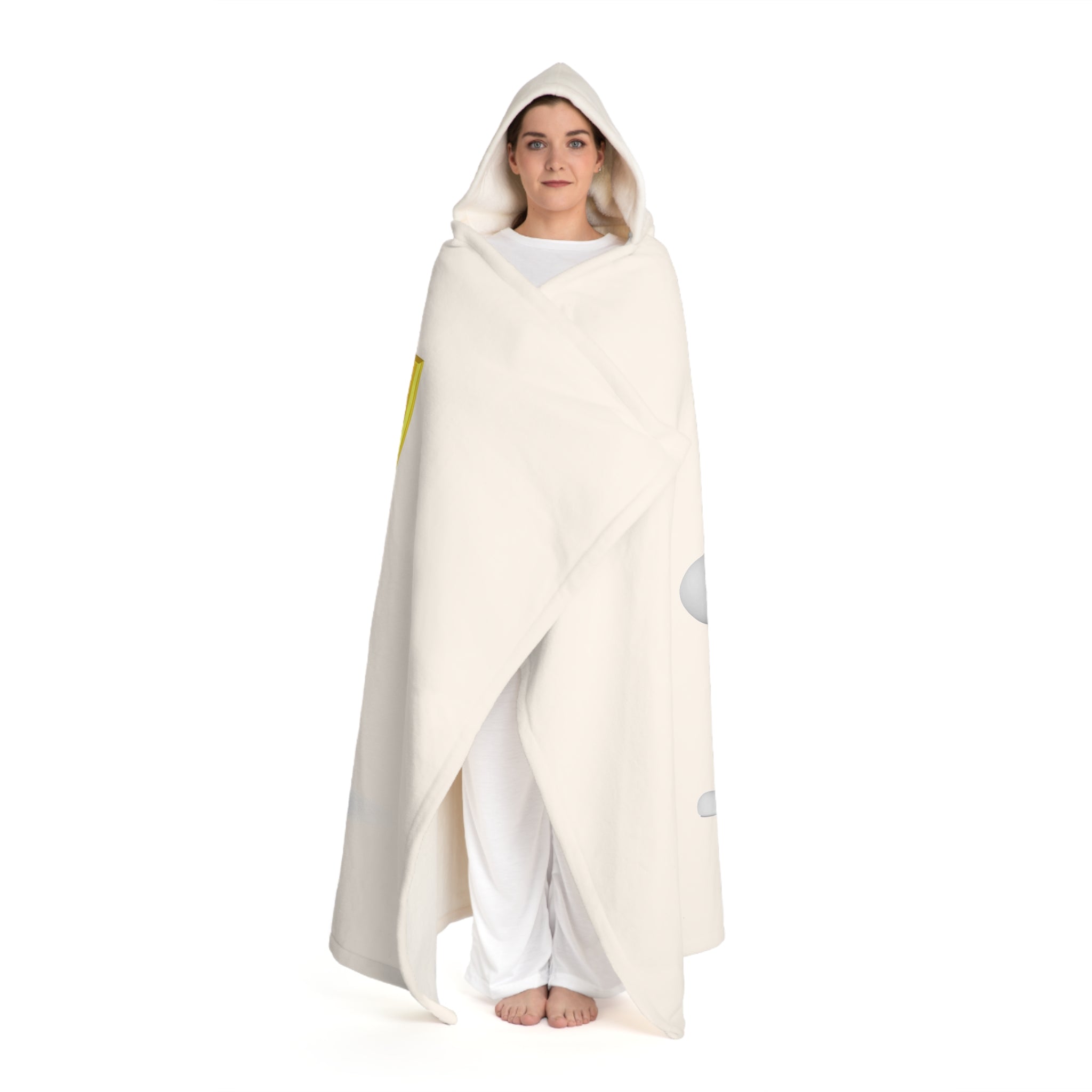 Cozy Hooded Sherpa Fleece Blanket | Gold Letter Q With Figure