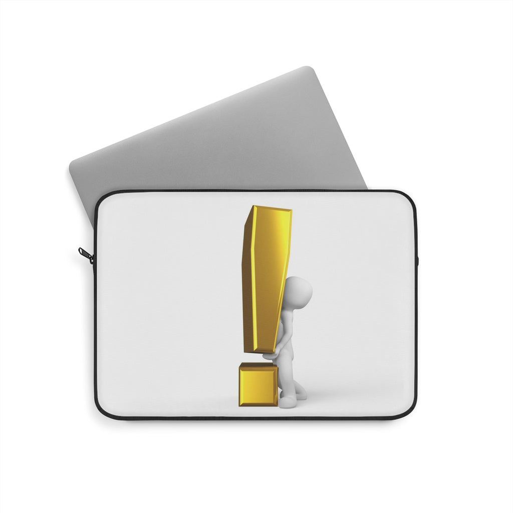 3D Exclamation Mark Character Laptop Sleeve | Funny Alert Icon Design