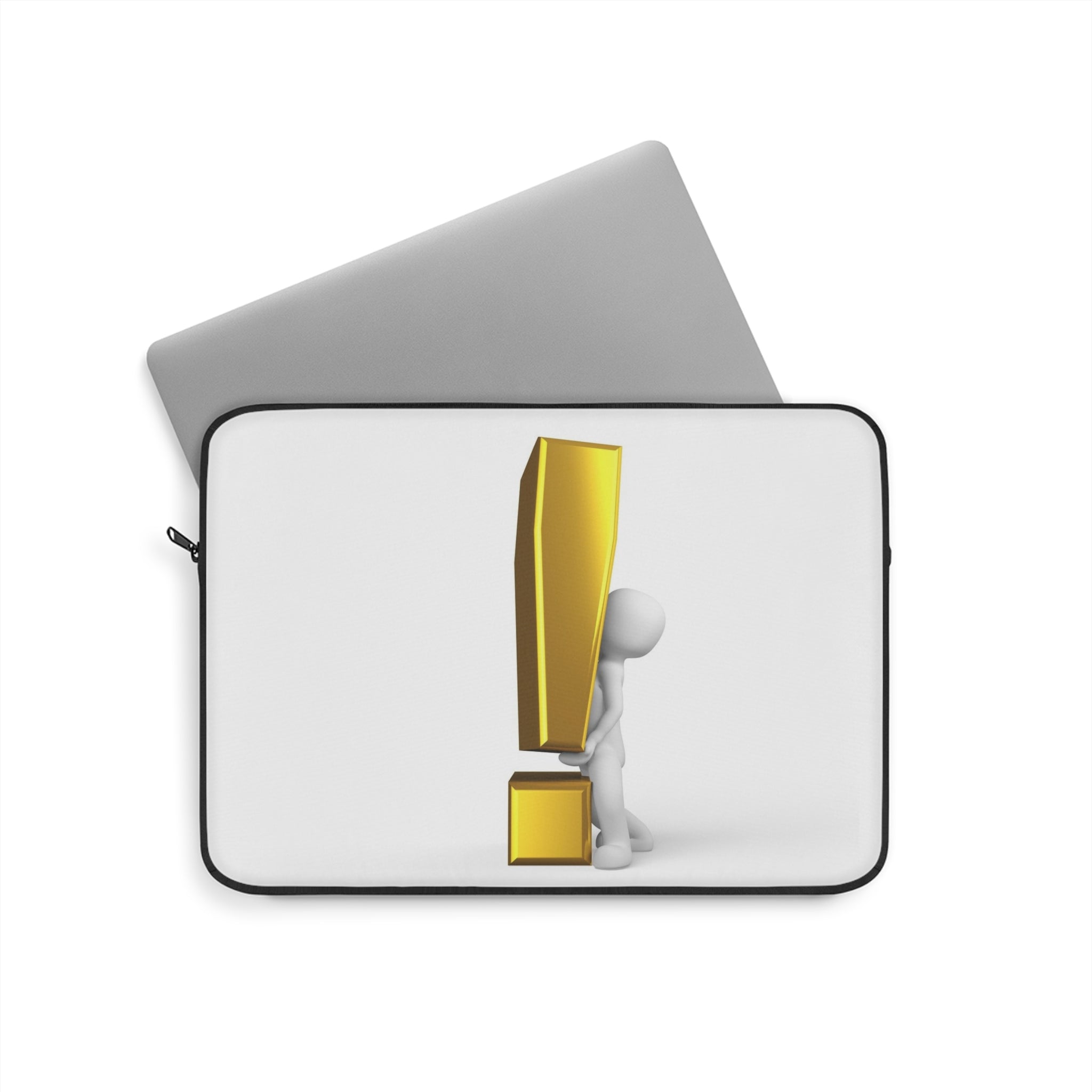 3D Exclamation Mark Character Laptop Sleeve | Funny Alert Icon Design