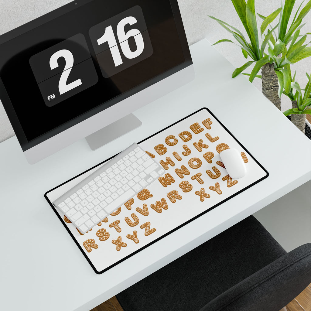 Gingerbread Cookie Alphabet Desk Mat | Cute Baking Letters Mouse Pad