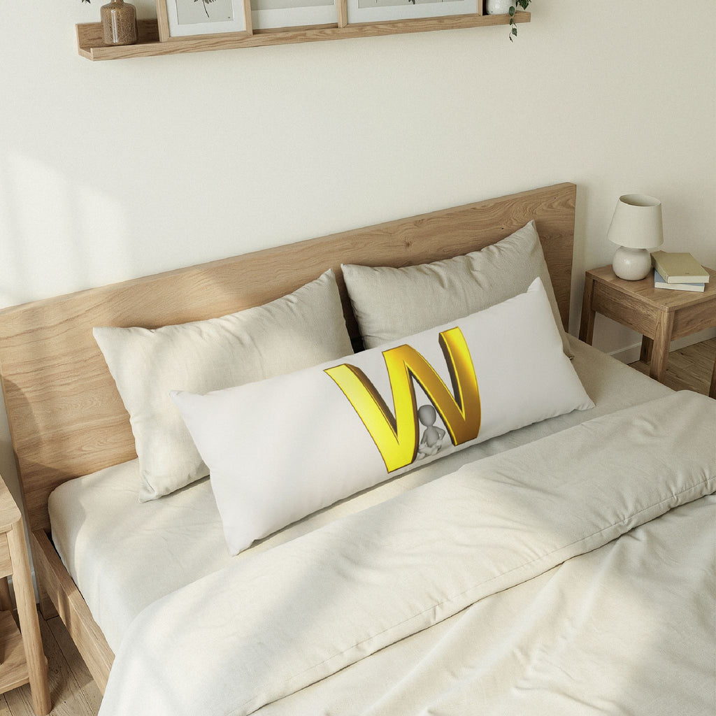 Gold 3D Letter W Body Pillow | Monogram Initial Decorative Pillow