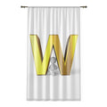 Gold Letter W Monogram Window Curtain | Initial Letter W Sheer Drapery
