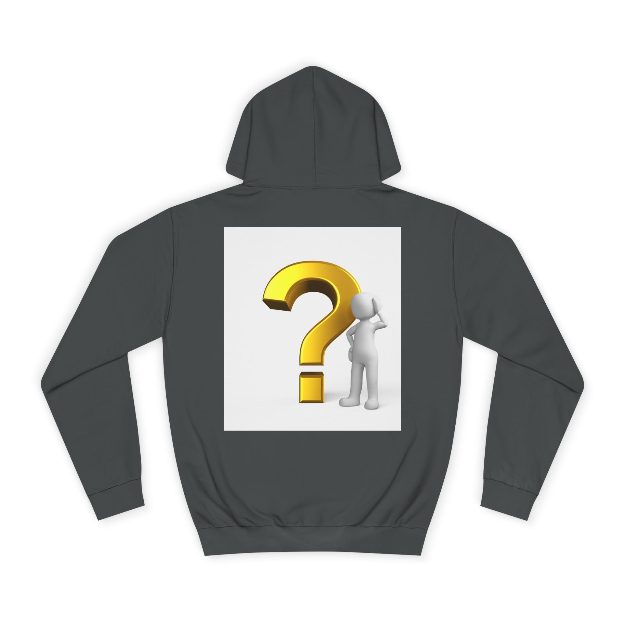Gold Question Mark with Thinking Figure Hoodie | Mystery Design, Minimalist