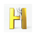 Gold Letter H with Sitting Figure Car Magnet | Alphabet Initial Monogram