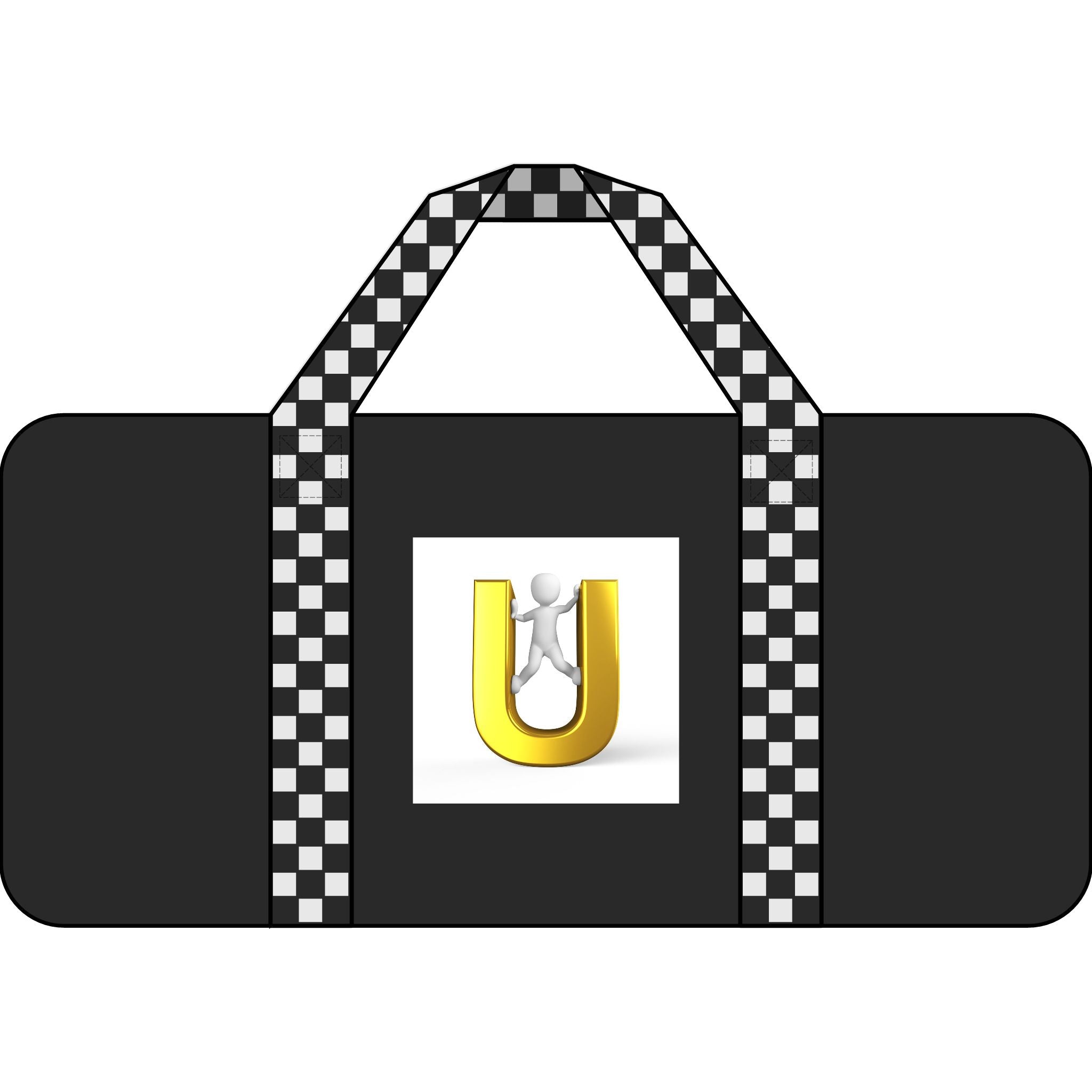 Yellow Letter  U Logo Tripper Duffel Bag | Black Checkered or Camo Strap