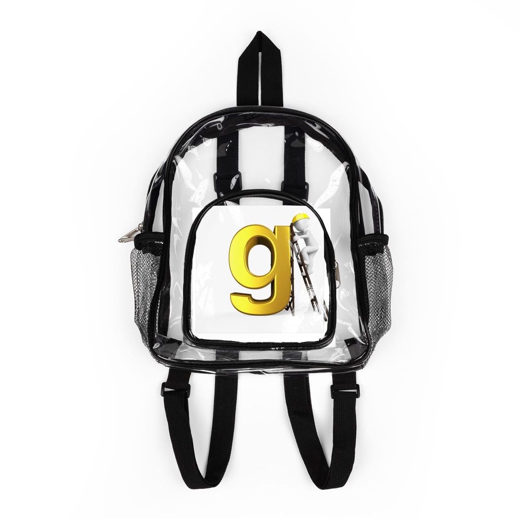 Yellow Letter G Monogram Clear Stadium Backpack | Transparent School Bag