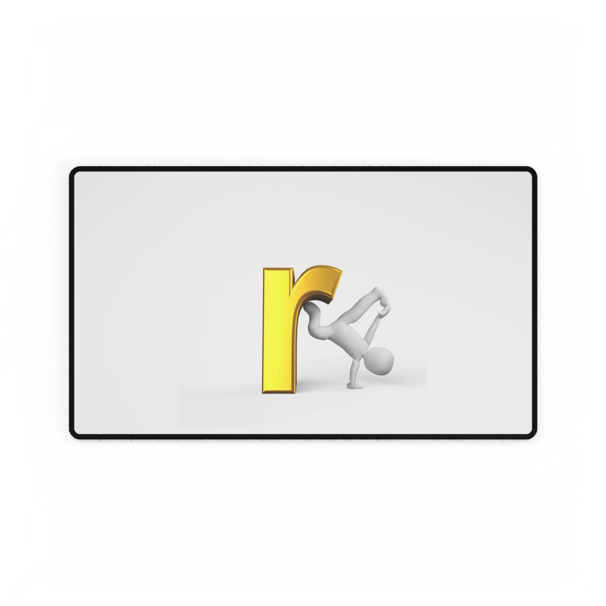 Tapis de bureau avec logo de breakdance « r » doré | Tapis de souris typographique