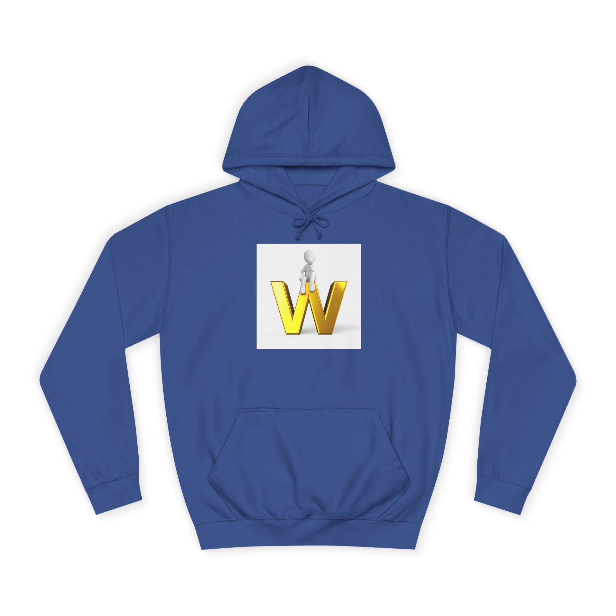Sweat à capuche lettre W dorée 3D avec figurine assise | Sweat-shirt initiale W