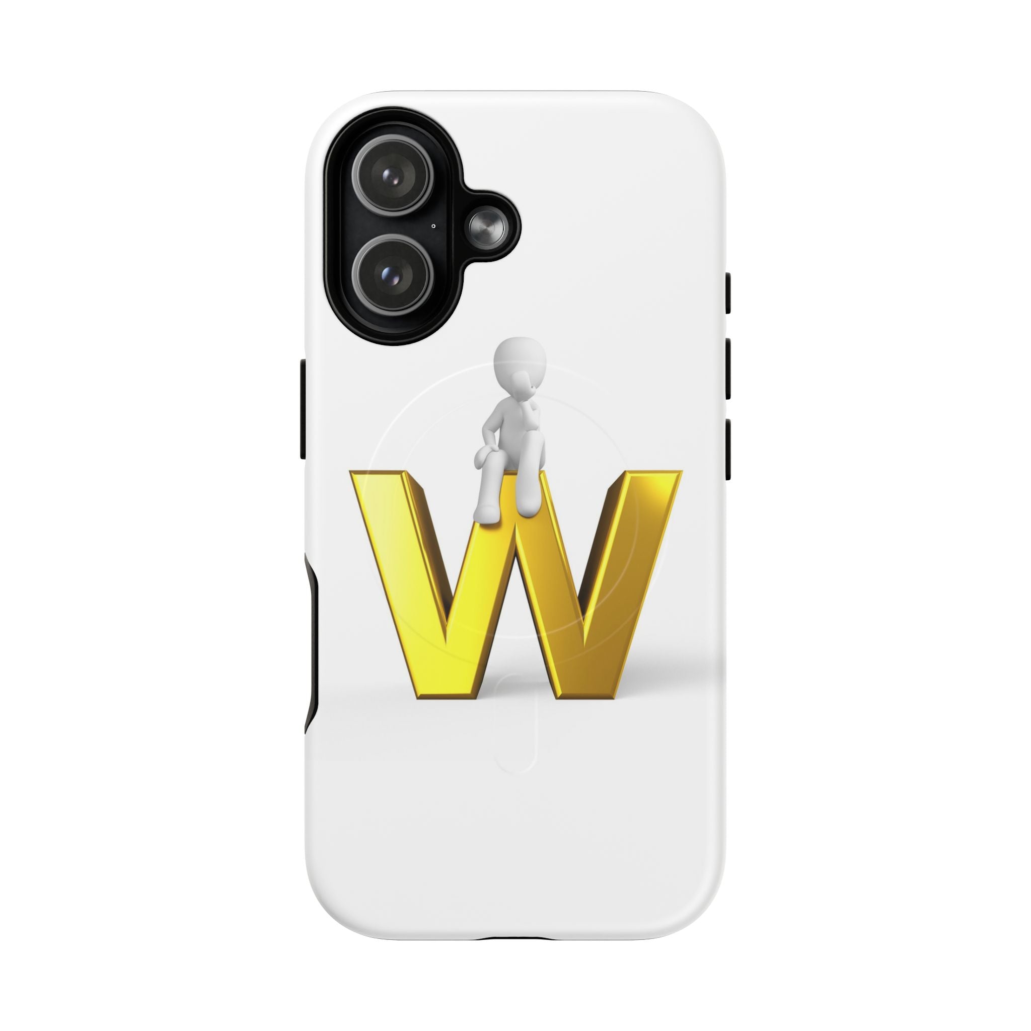 Coque de téléphone magnétique robuste avec figurine 3D sur fond doré