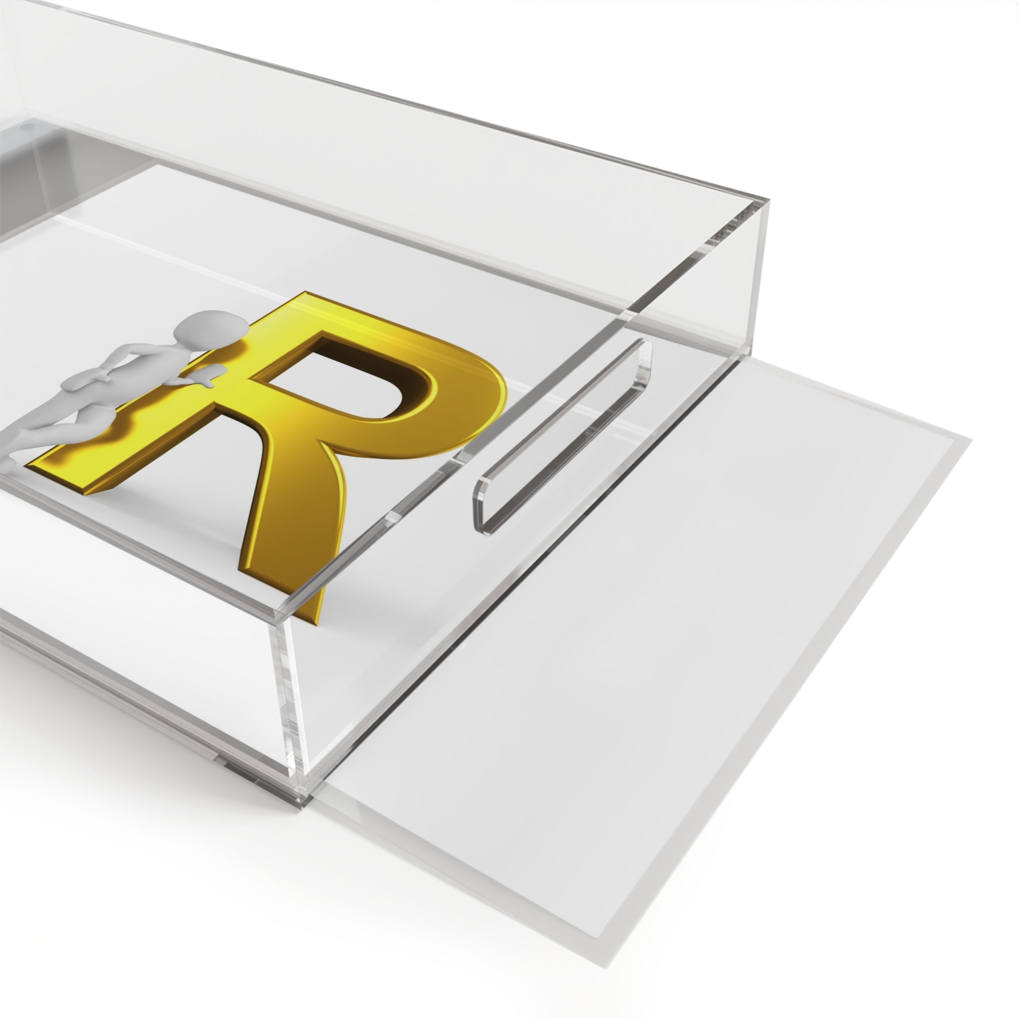Gold Letter R Monogram Acrylic Serving Tray | Initial R Accent