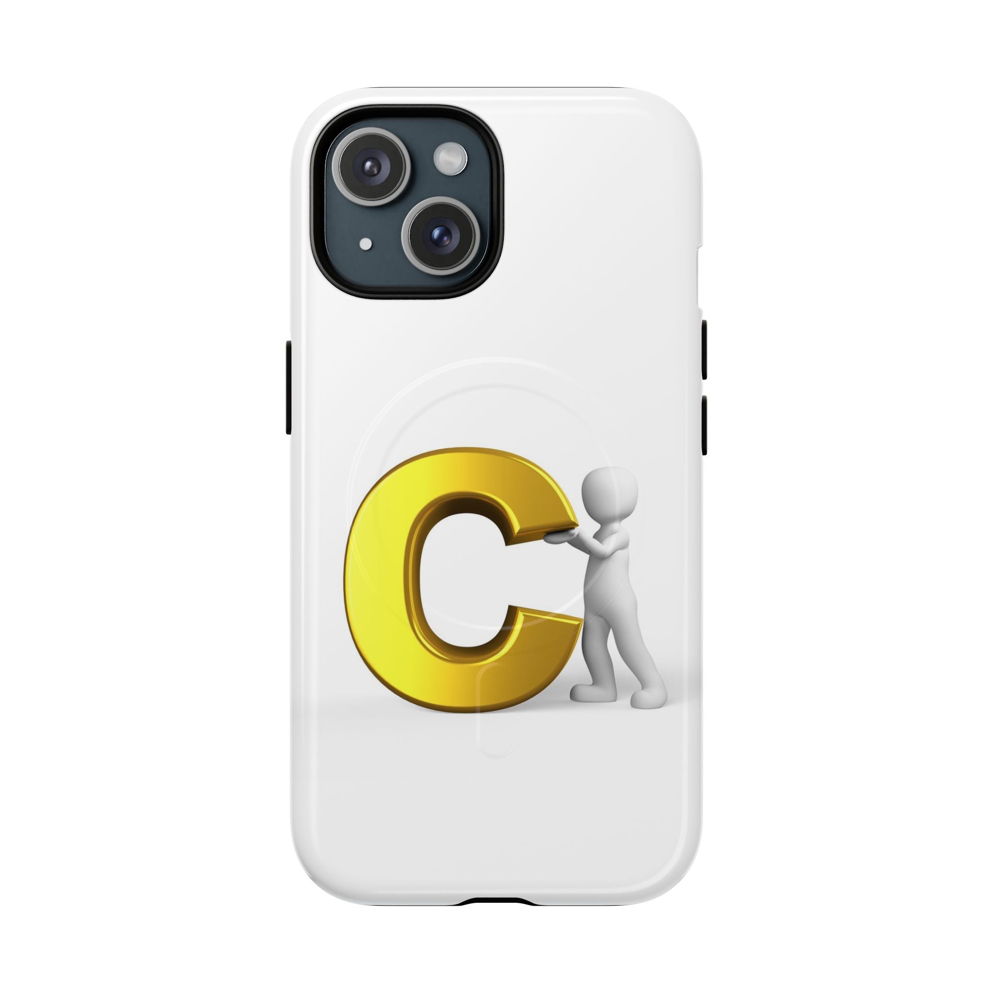 Coque de téléphone Monogramme Lettre C Dorée | Coque magnétique robuste