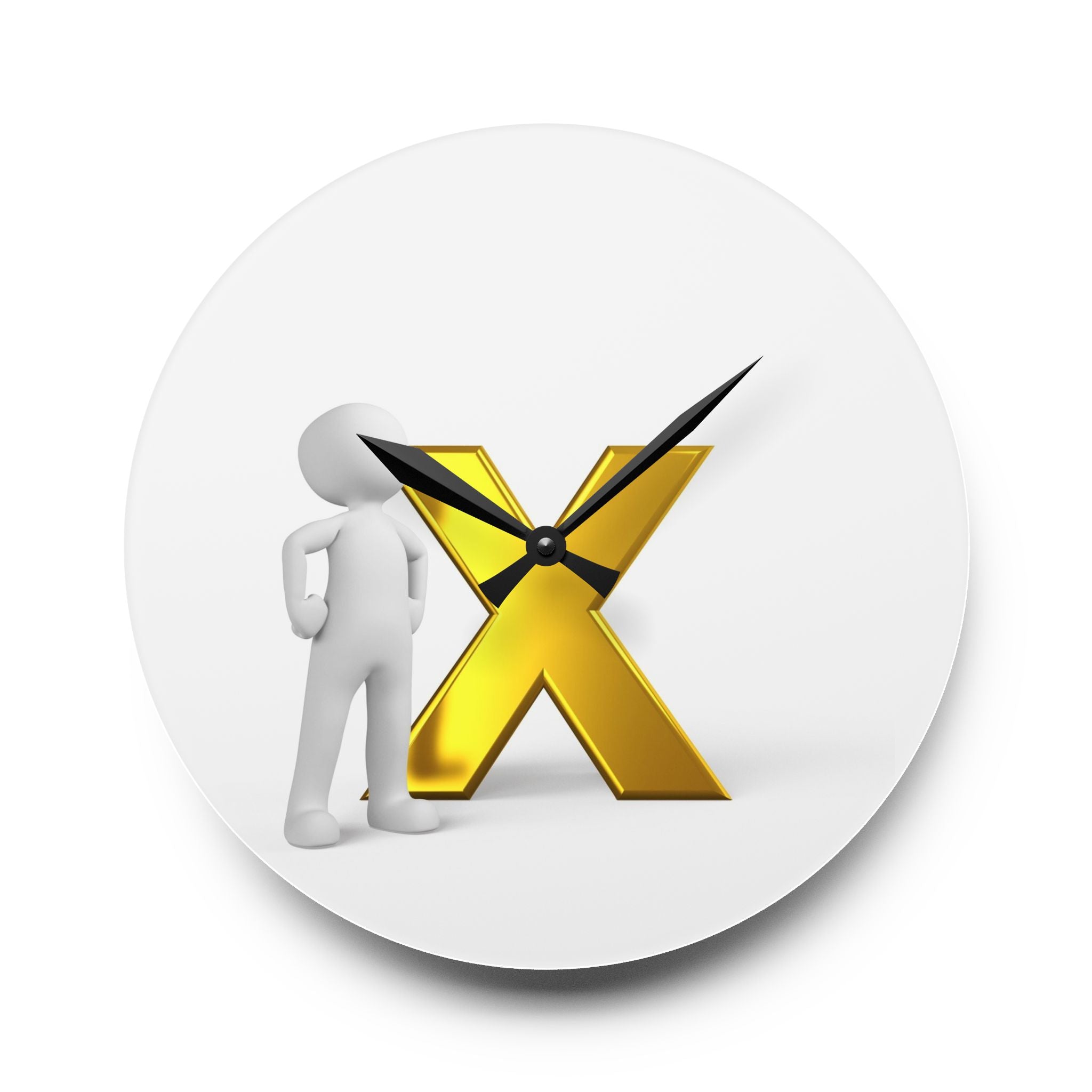 Horloge Murale en Acrylique Logo X Or | Lettres Minimalistes 3D