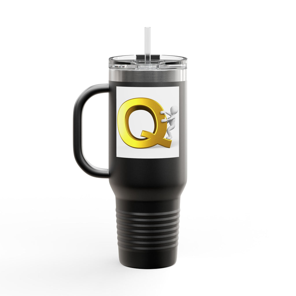 Gold Letter Q Monogram Travel Mug | 40oz Insulated Tumbler