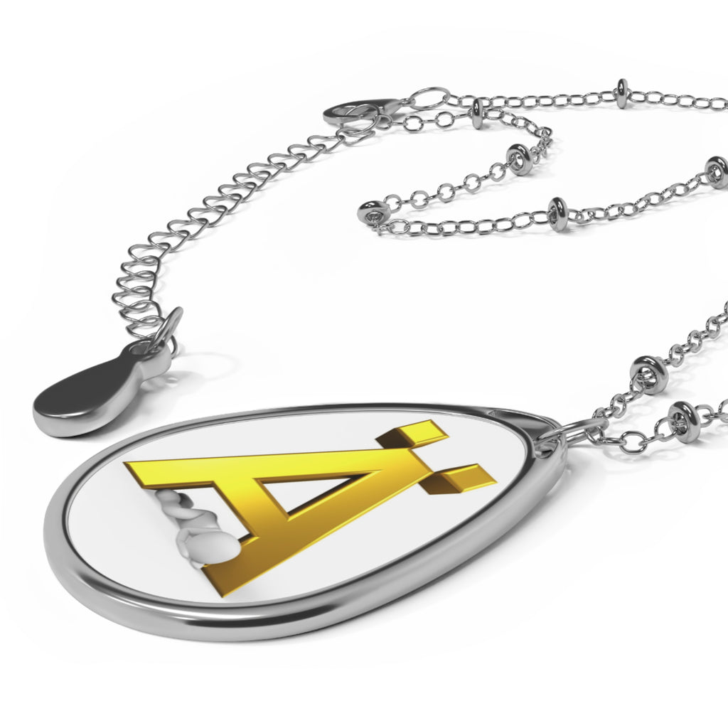 Oval Pendant Necklace with Gold Letter Ä Charm — Personalized Initial Jewelry