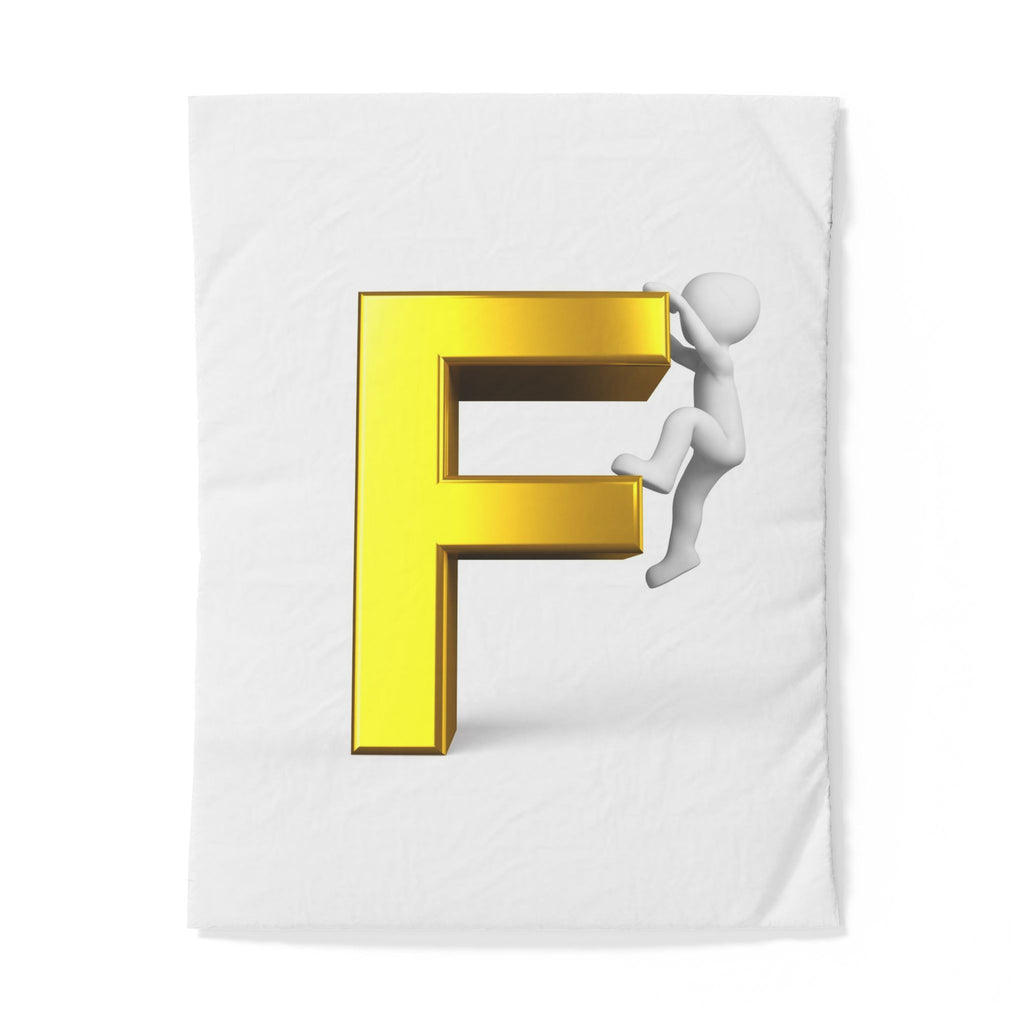 3D Gold Letter F with Climbing Figure Duvet Cover | Monogram Bedding