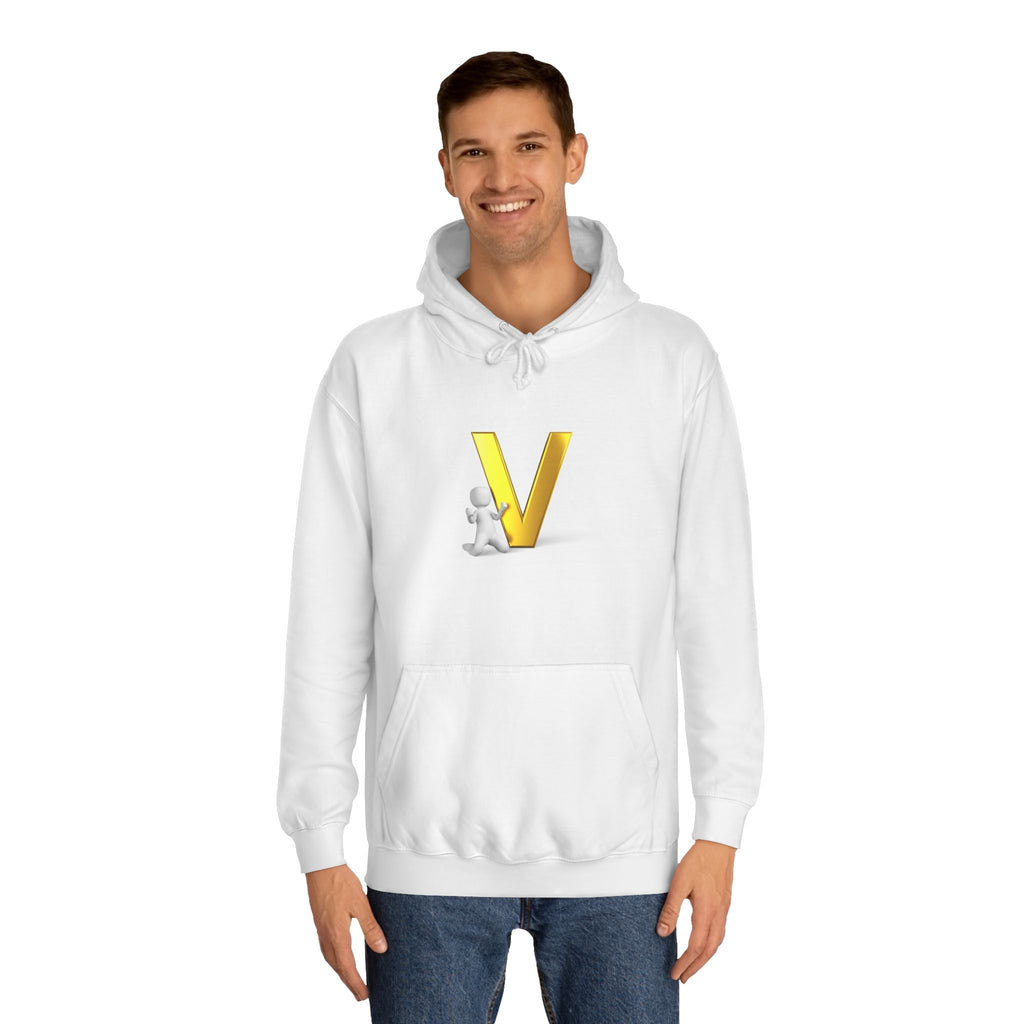 Gold 3D Letter V Hoodie | Initial V Sweatshirt, Monogram Lettering