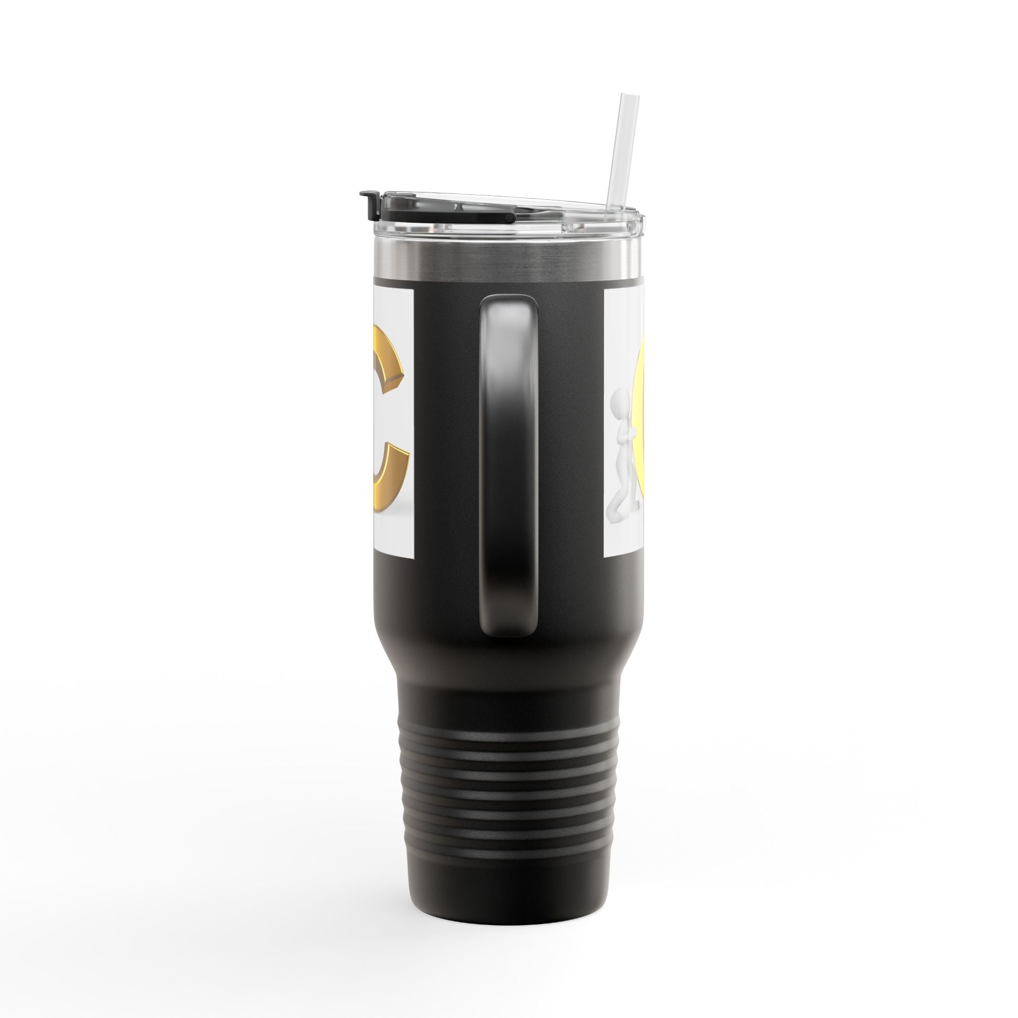 3D Gold Letter C Initial Travel Mug | 40oz Insulated Tumbler