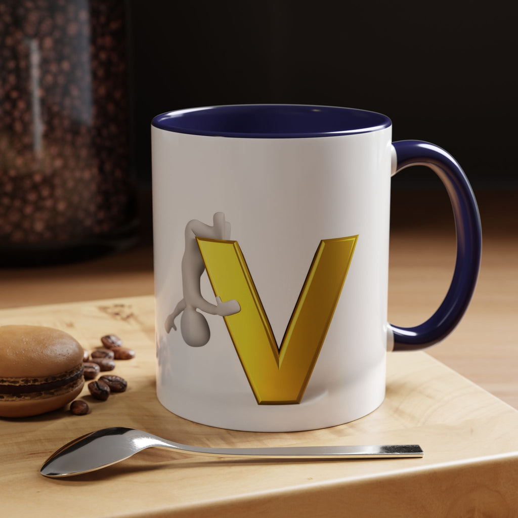 Gold Letter V with Figure Mug | Accent Coffee Mug