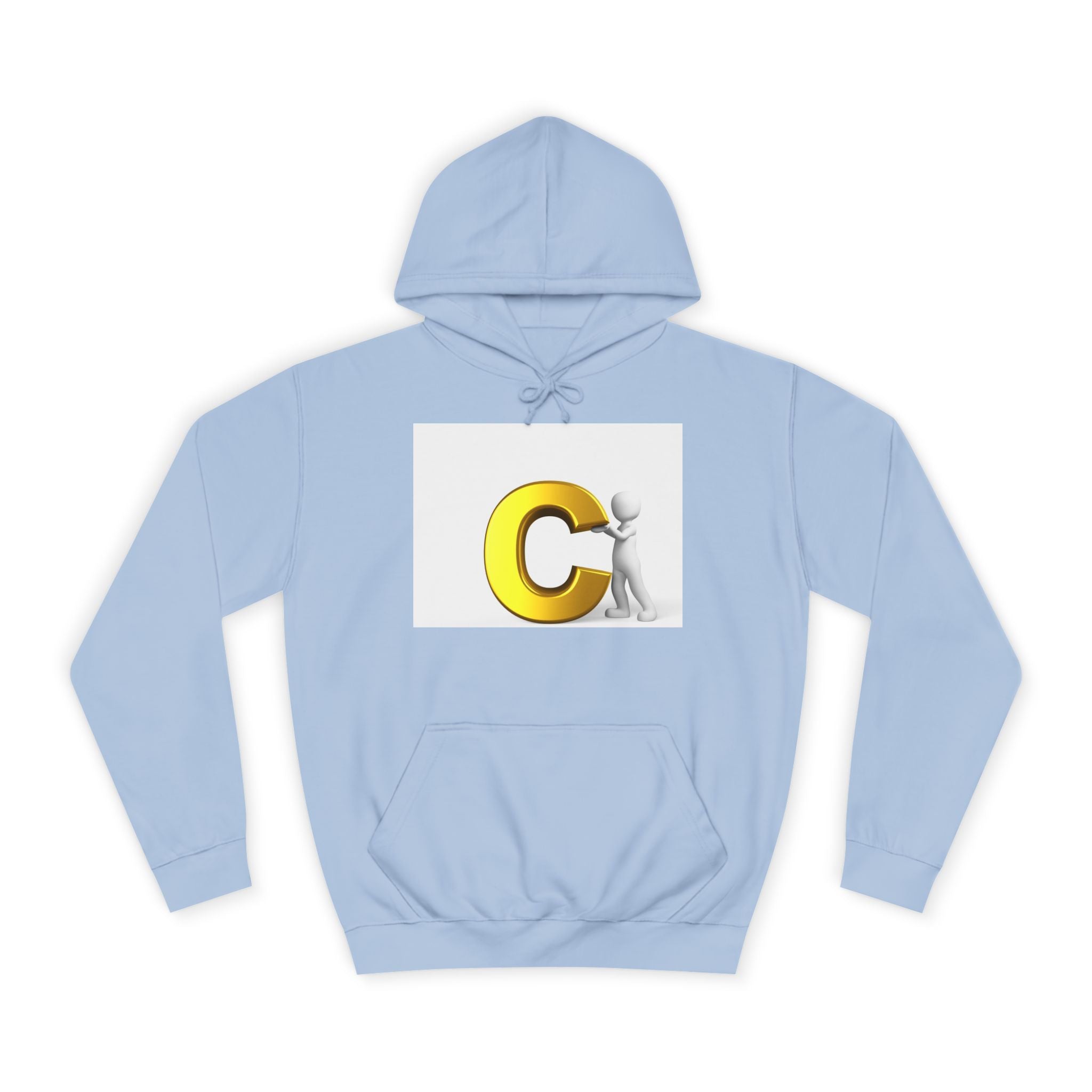 Sweat à capuche jaune 3D lettre C avec personnage | Sweat-shirt monogramme initial